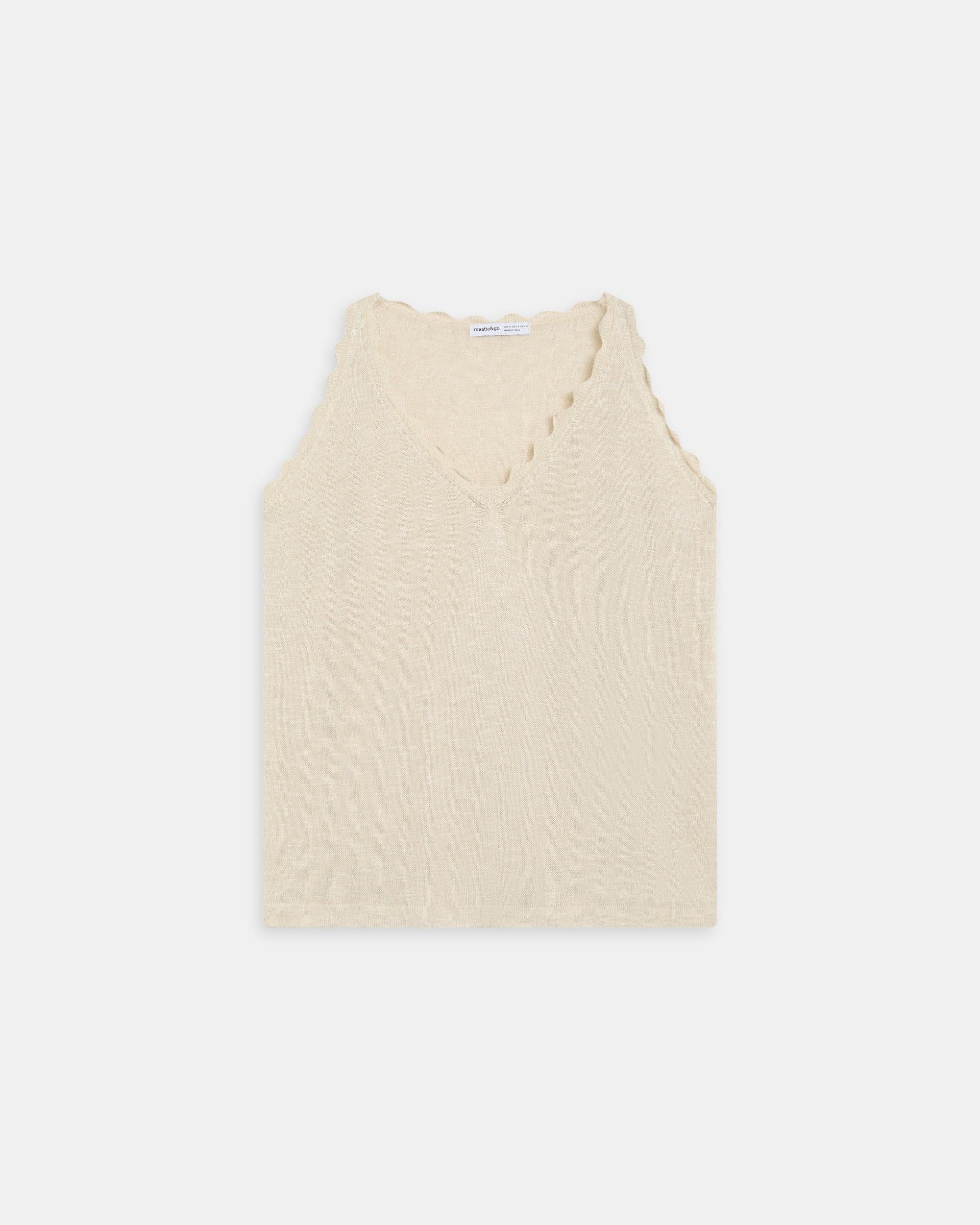 Top Punto Detalles Ondulados Beige