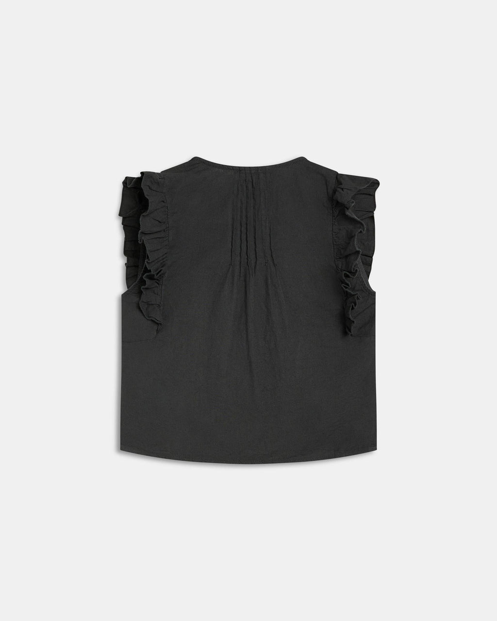 Blusa Sin Mangas Volantes Antracita
