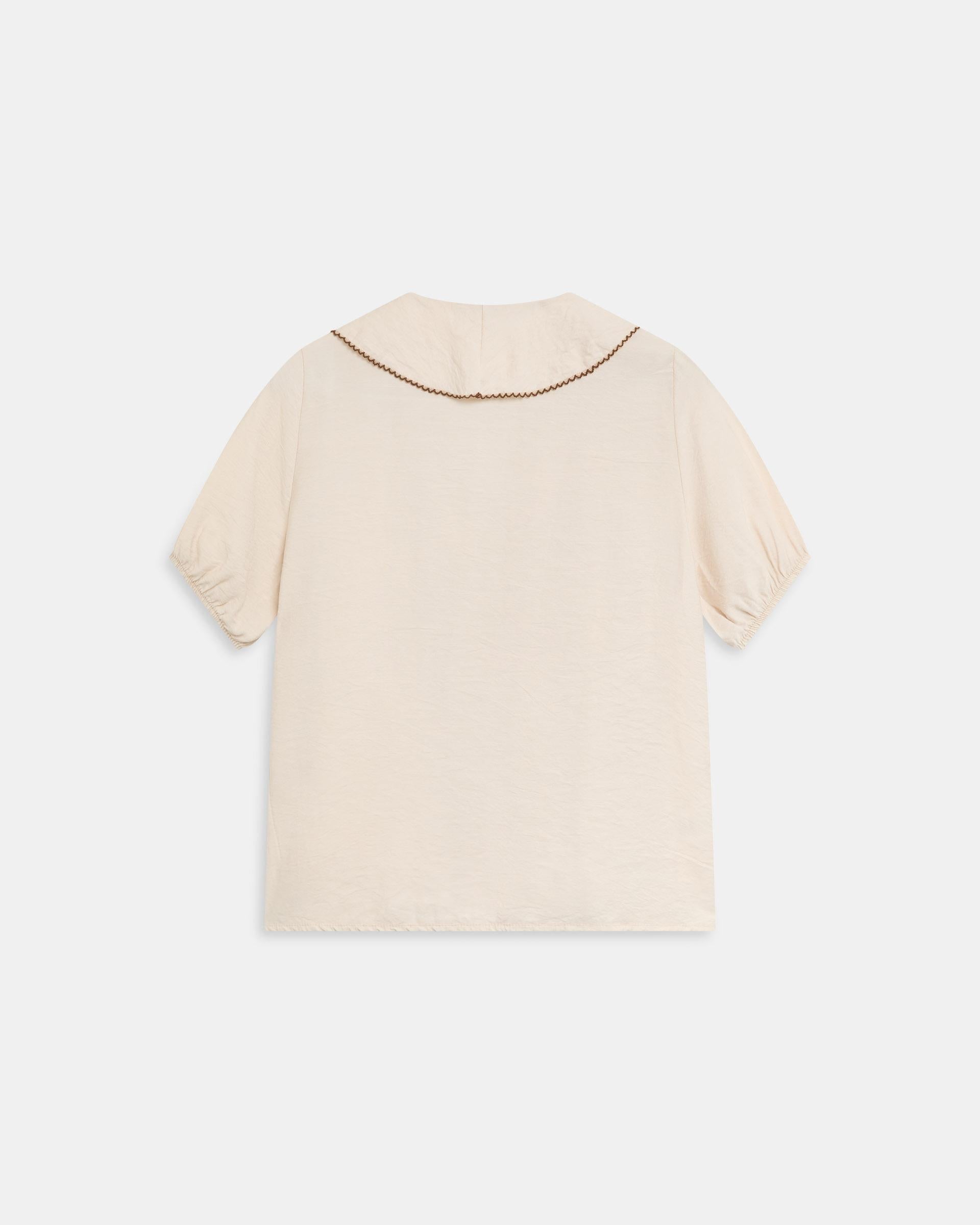 Blusa Volantes Delanteros Vivo Contraste Crudo