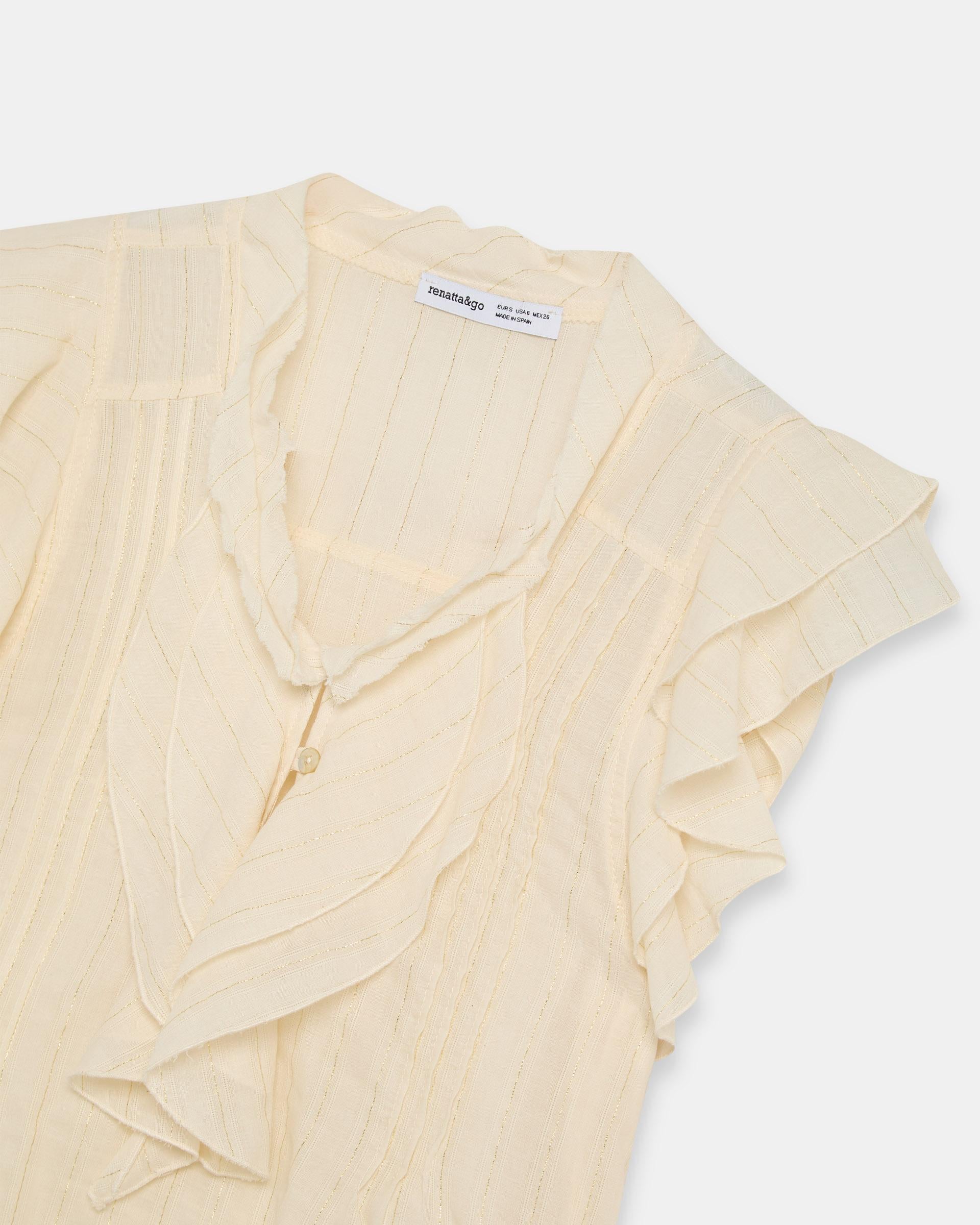 Blusa Sin Mangas Rayas Lurex Blanca