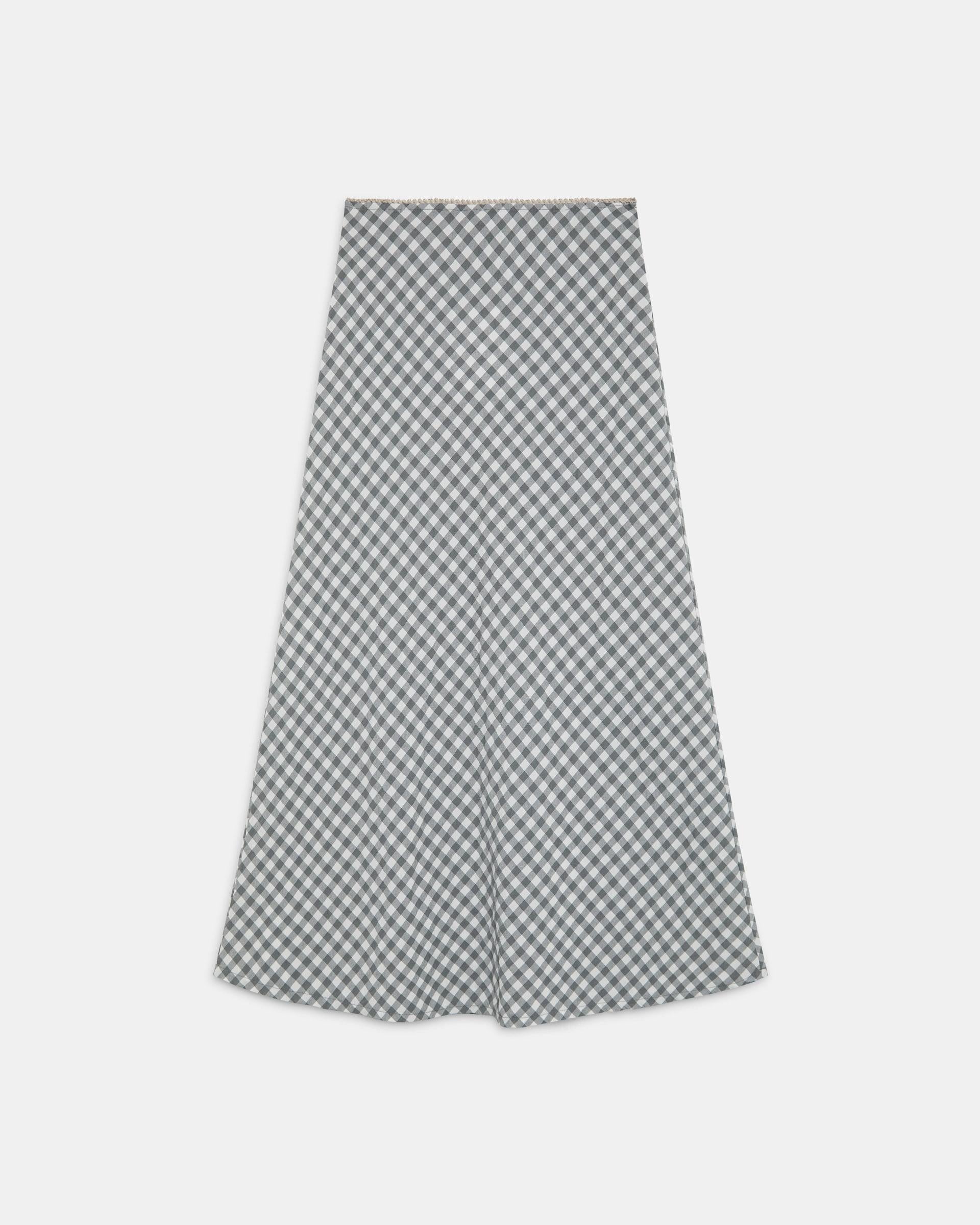 Falda Fluida Cuadros Gris