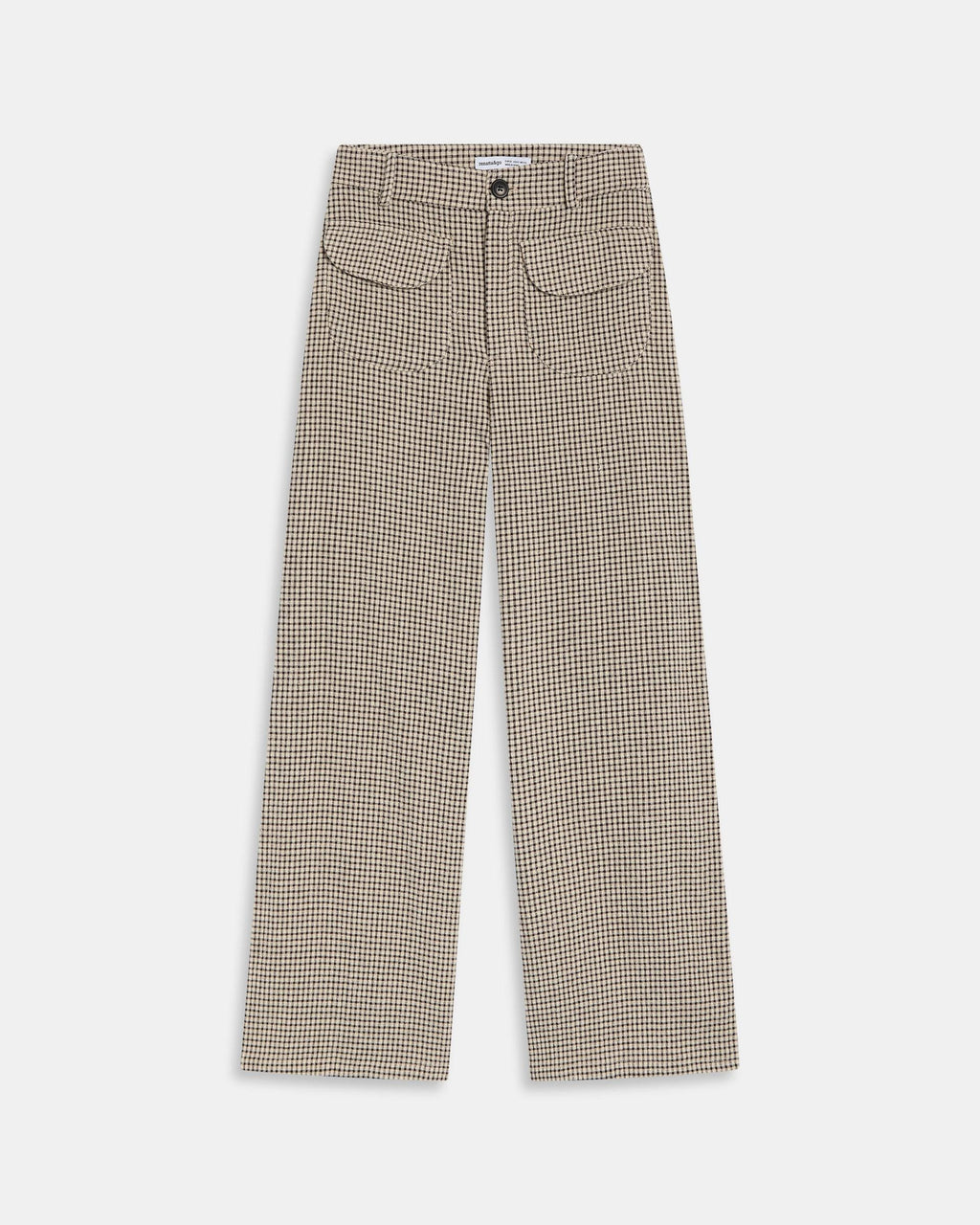 Pantalón Cuadros Bolsillos Seersucker Beige
