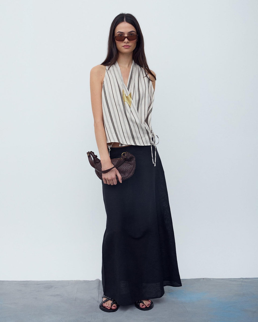 Top Cruzado Rayas Beige