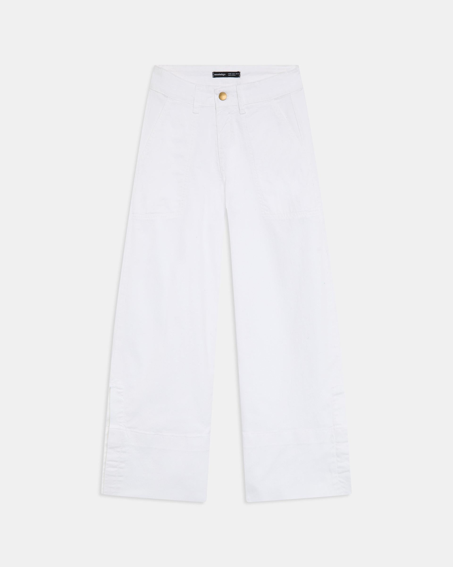 Jeans Dobladillo Abertura Blanco