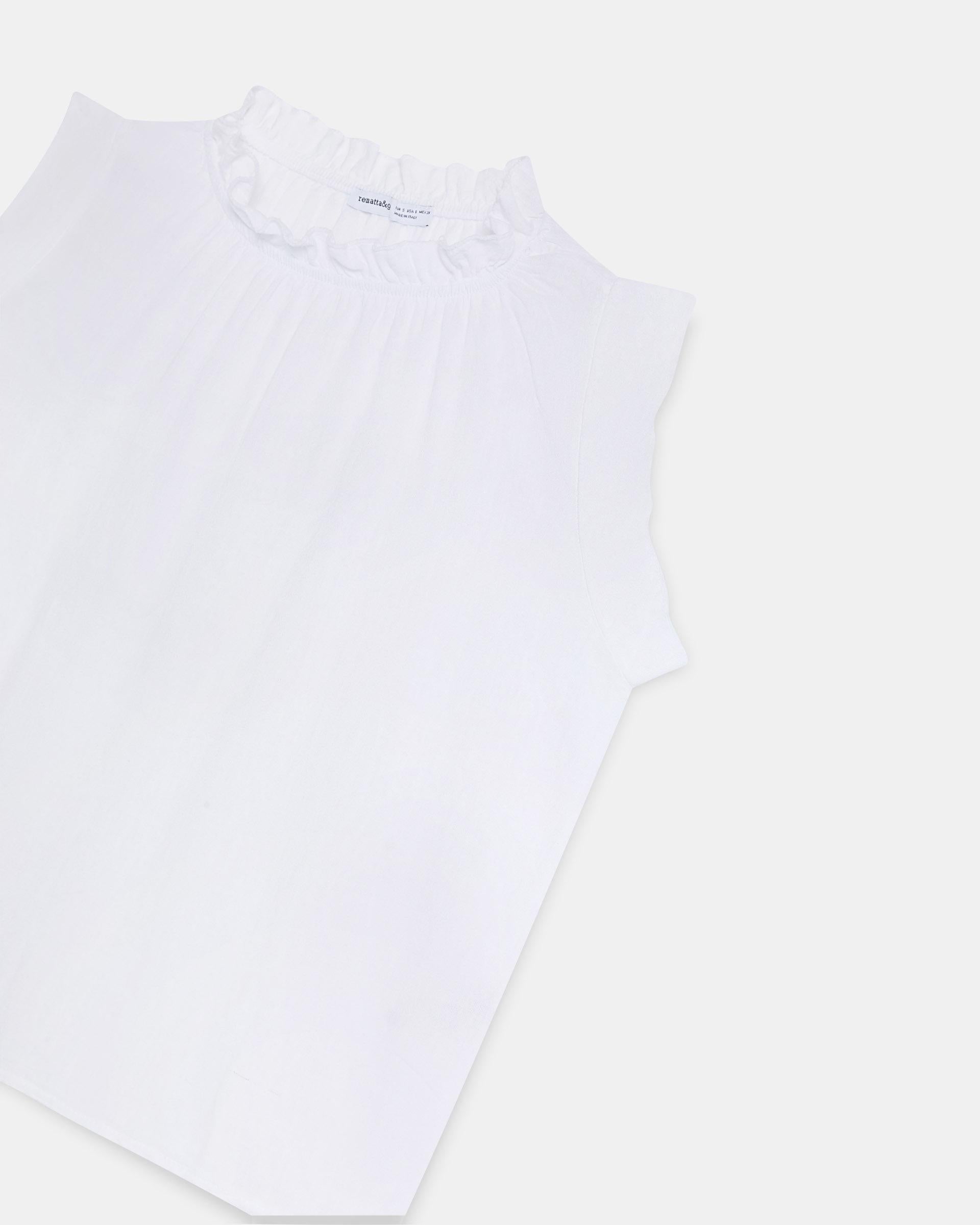 Blusa Sin Mangas Cuello Volante Blanca