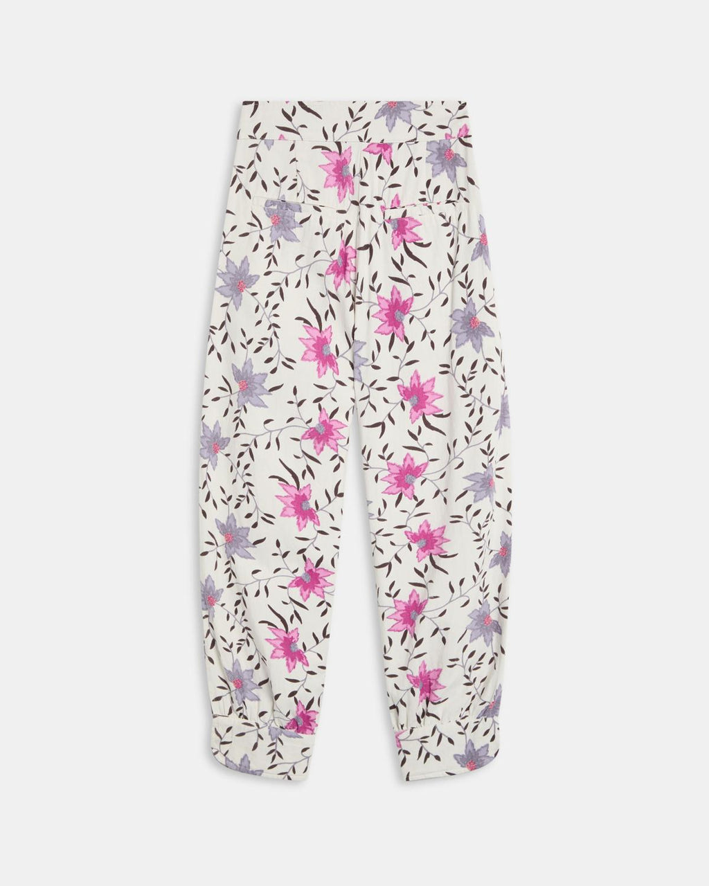 Pantalón Bombacho Estampado Floral Blanco