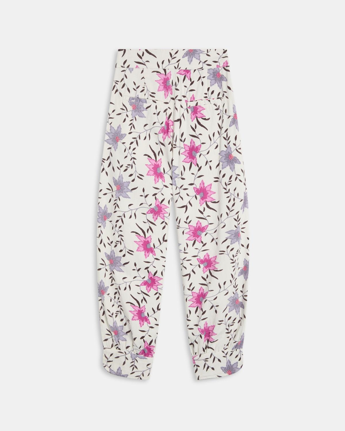 Pantalón Bombacho Estampado Floral Blanco