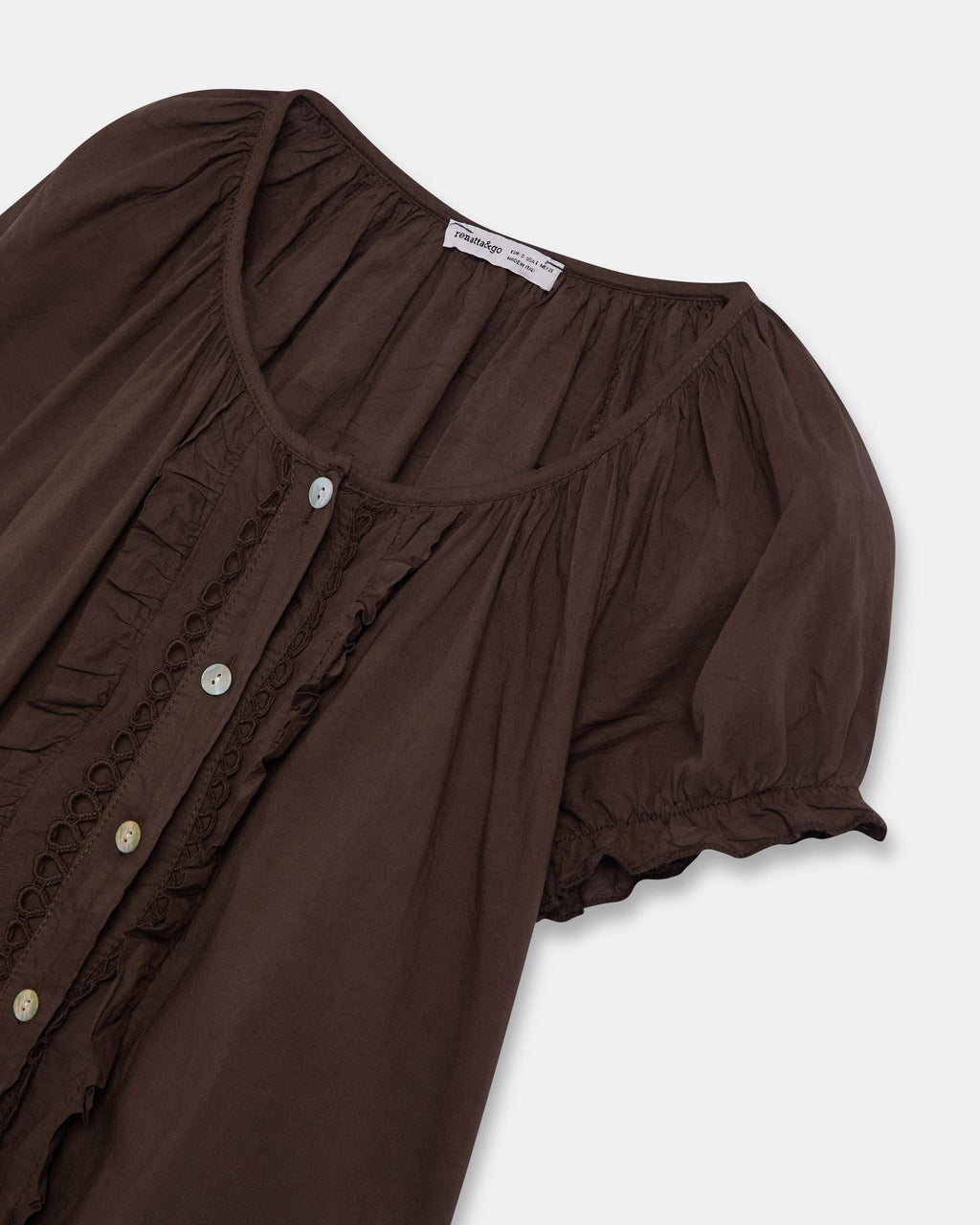Blusa Botones Volantes Ondas Marrón