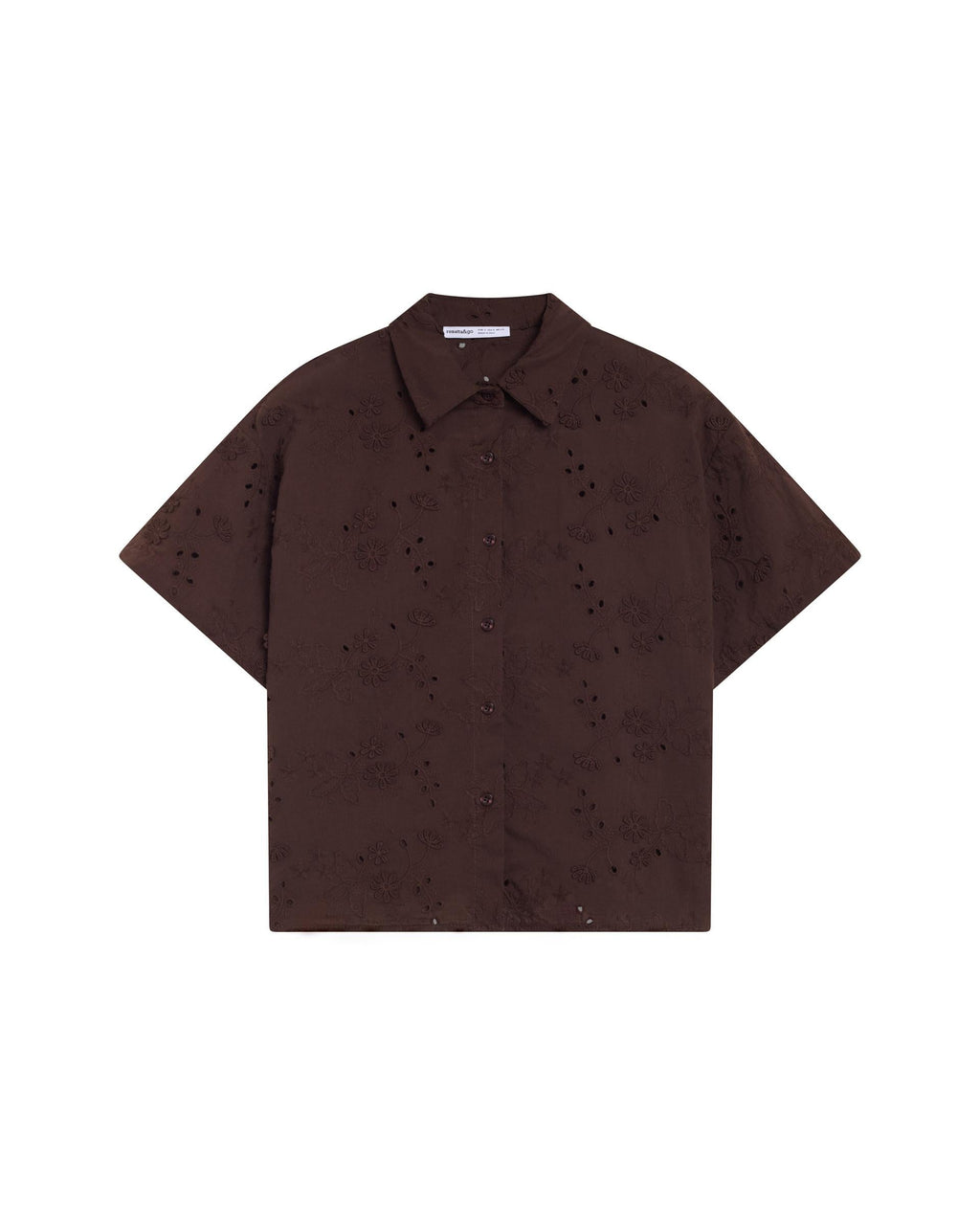 Camisa Manga Corta Troquelados Marrón