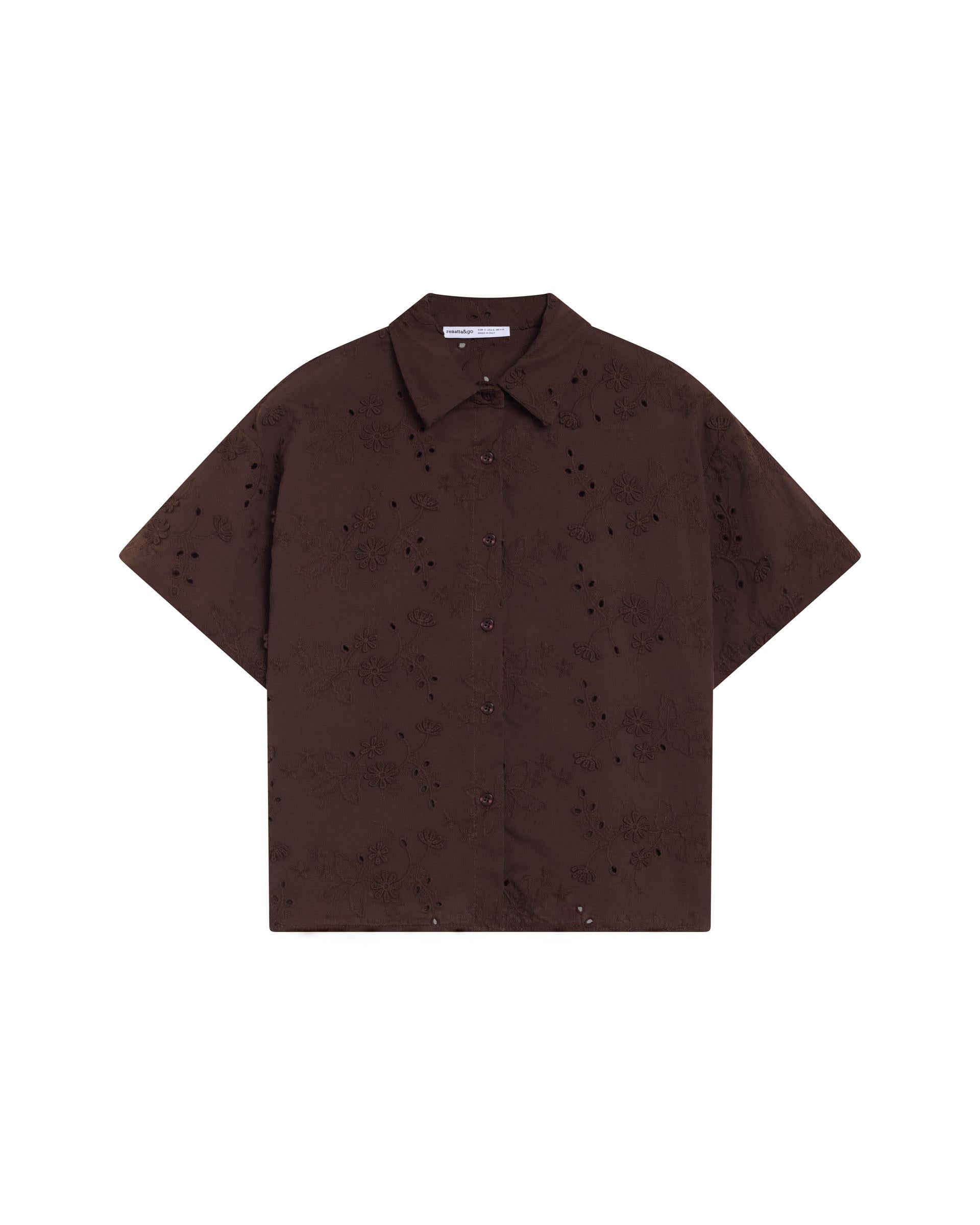 Camisa Manga Corta Troquelados Marrón