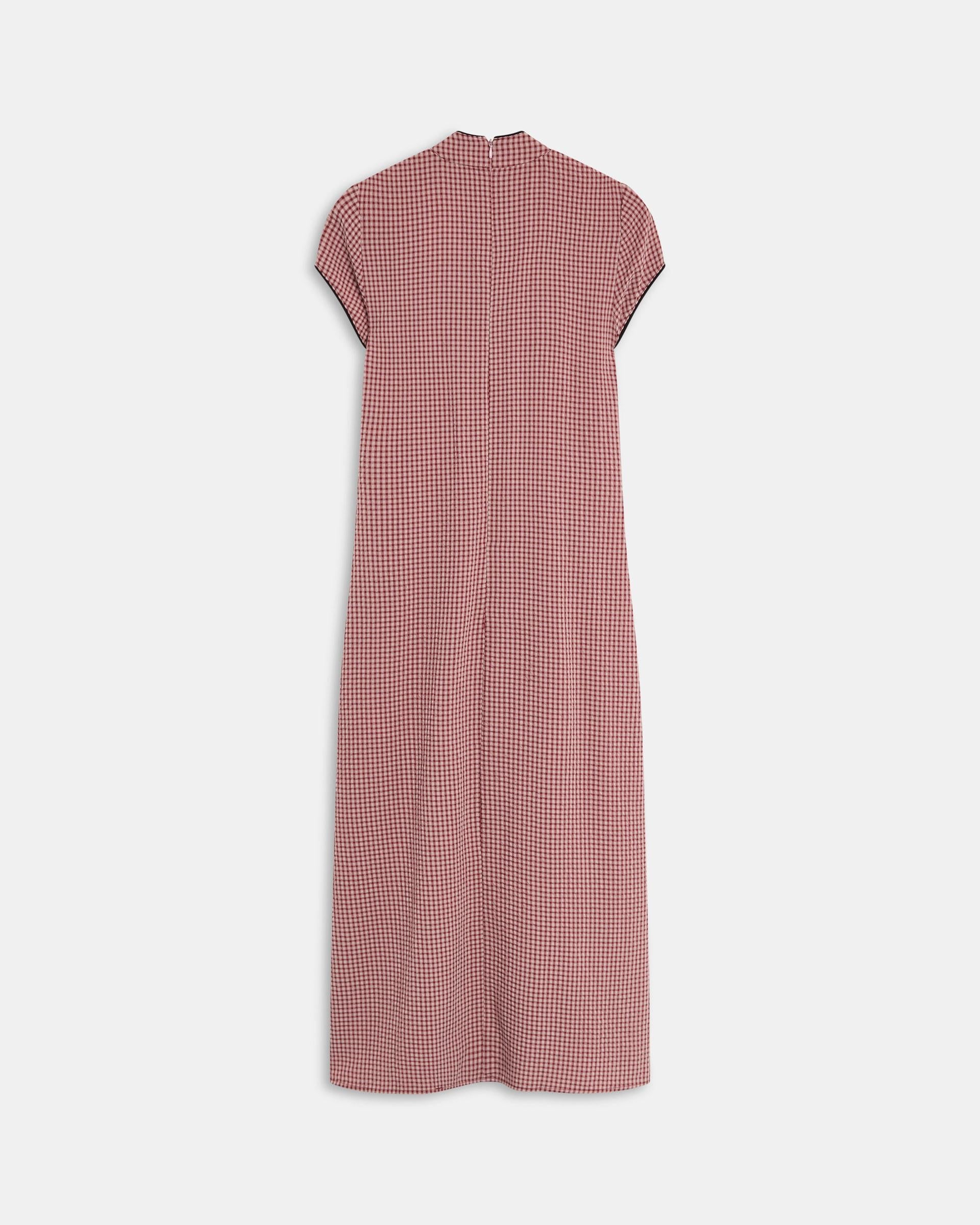 Vestido Lazadas Contraste Cuadros Rosa