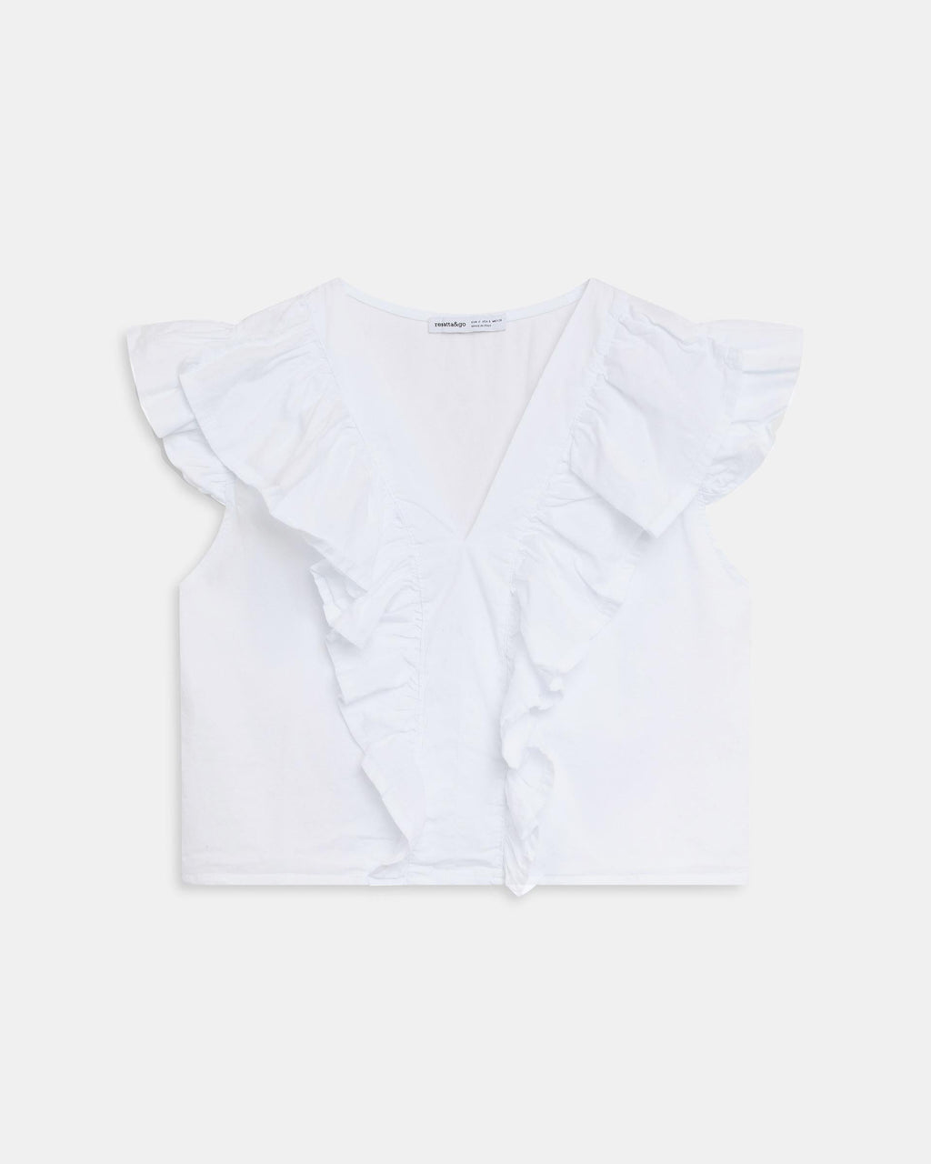 Top Escote Pico Volantes Blanco