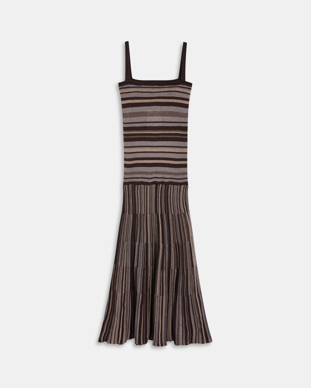 Vestido Punto Rayas Marrón