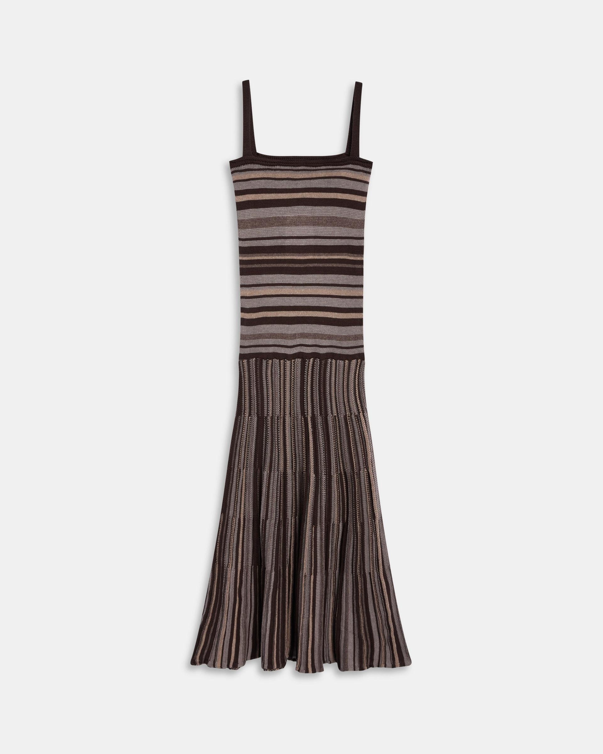 Vestido Punto Rayas Marrón