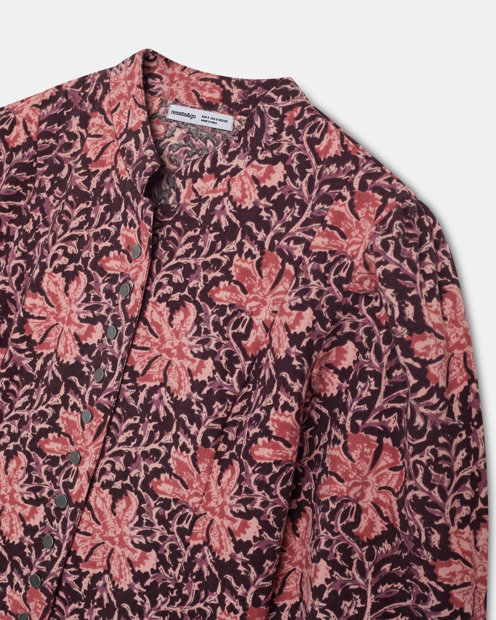 Chaqueta Botones Estampado Floral Rosa