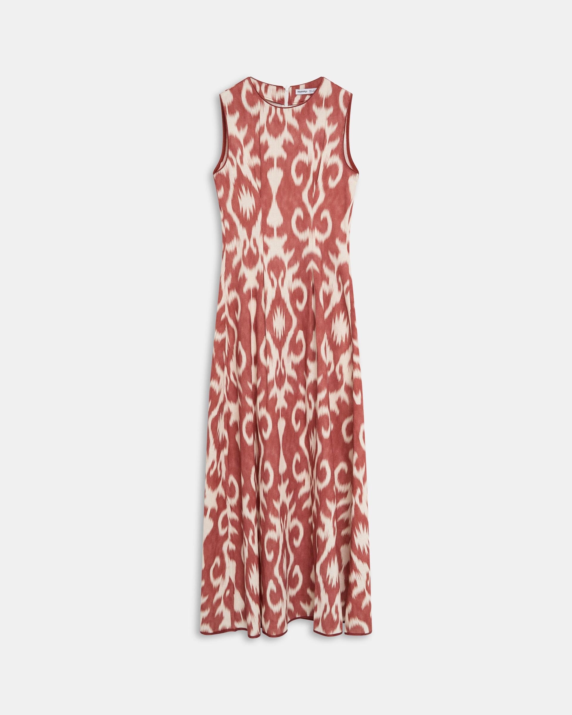 Vestido Sin Mangas Estampado Étnico Teja