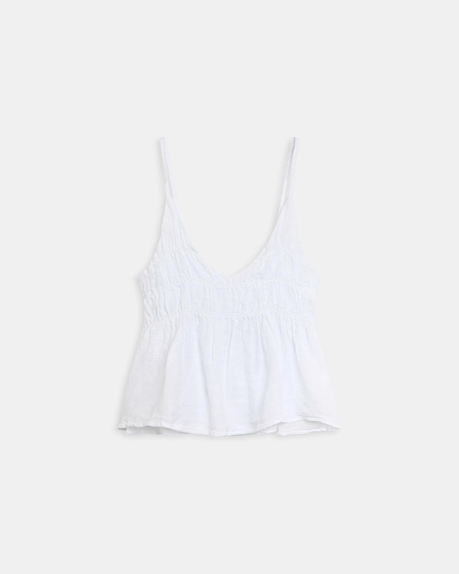 Top Lino Tirante Fino Gomas Blanco