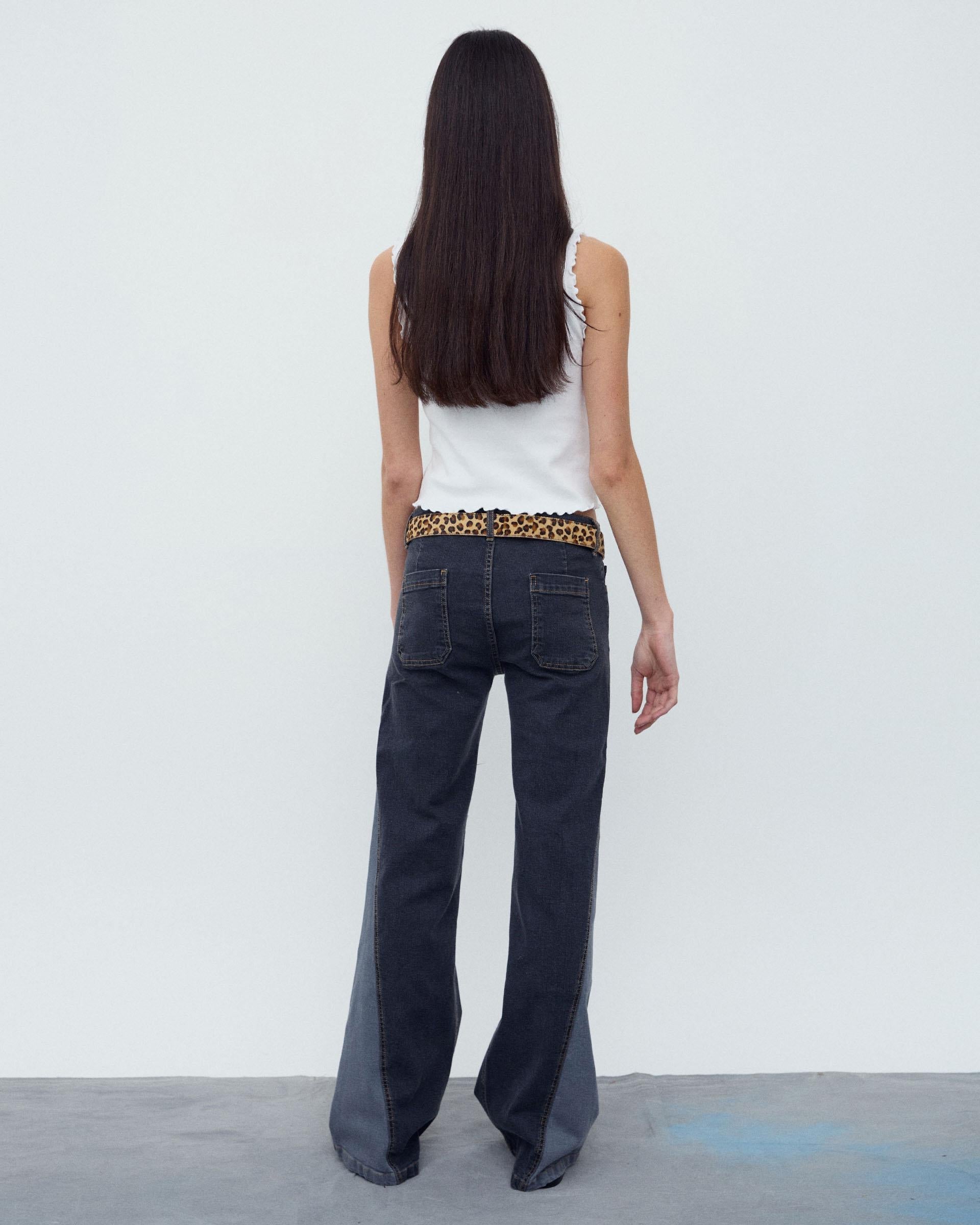 Jeans Cuñas Lateral Negro
