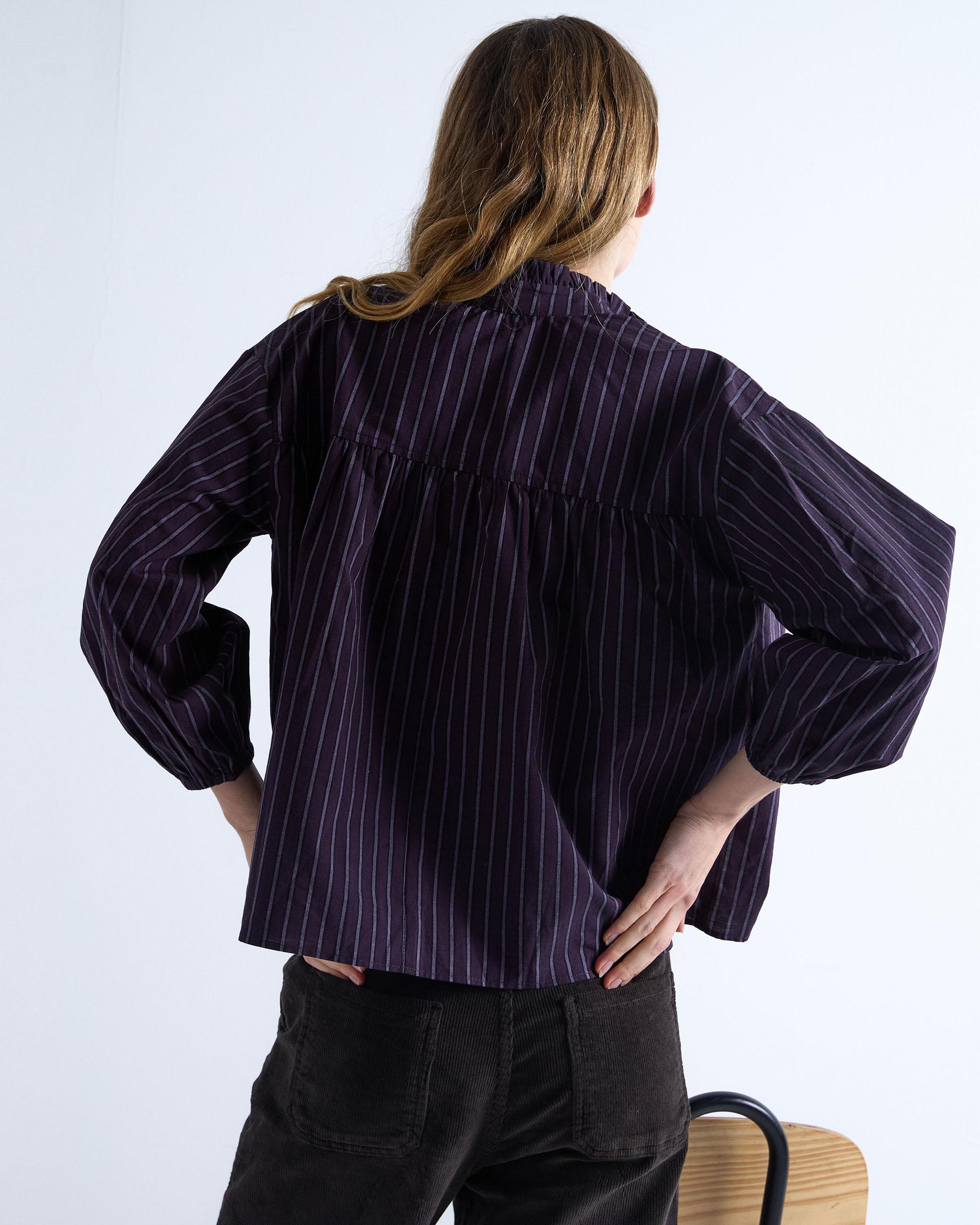 Blusa Rayas Volante Morado