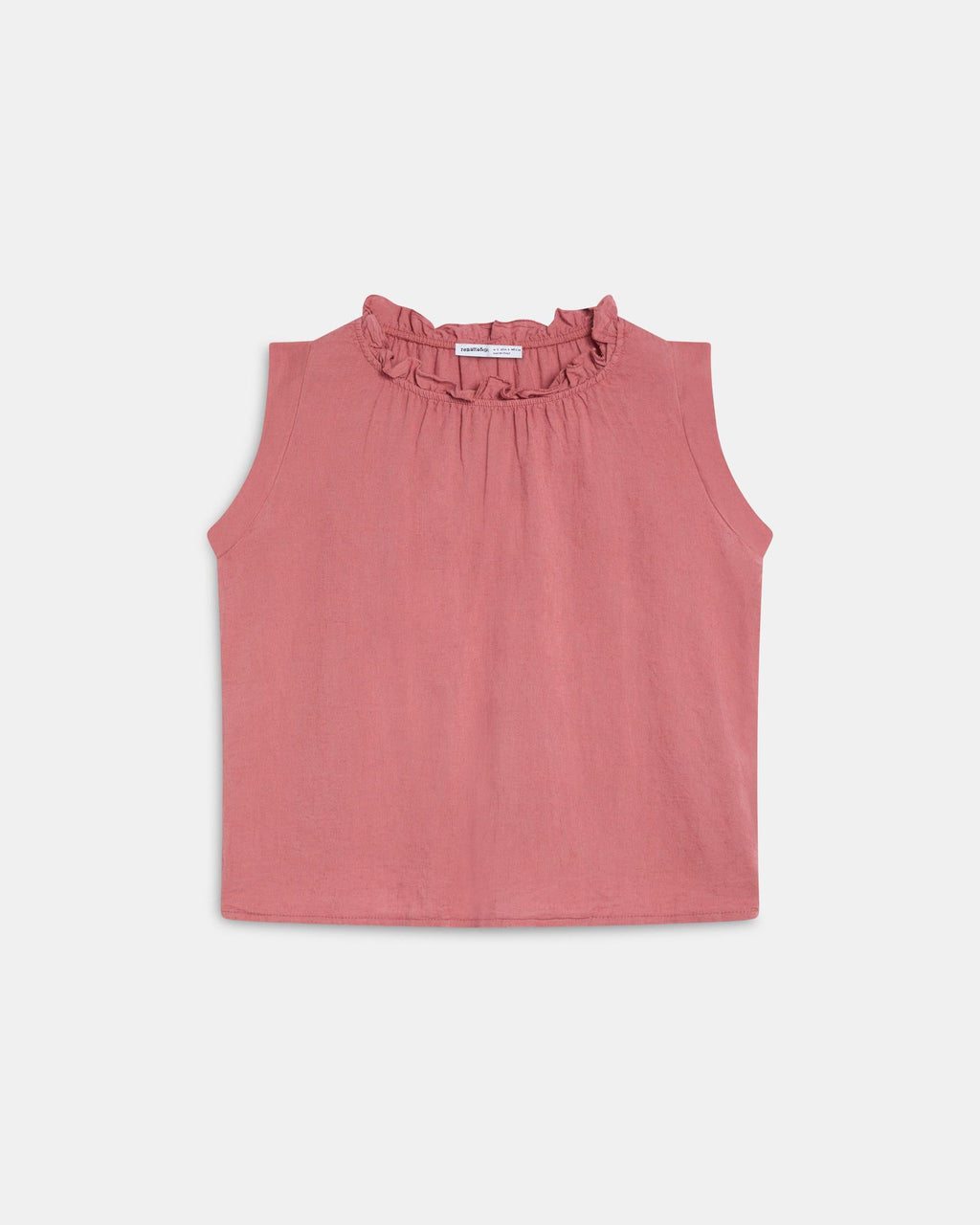 Top Lino Volante Cuello Coral