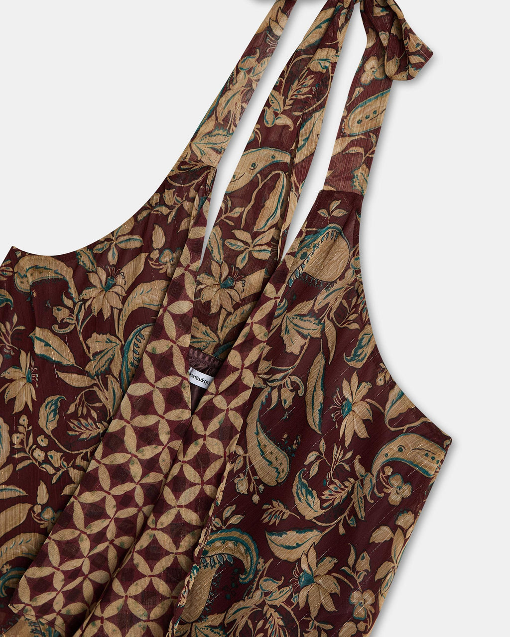 Top Picos Estampado Floral Y Geometrico Marrón