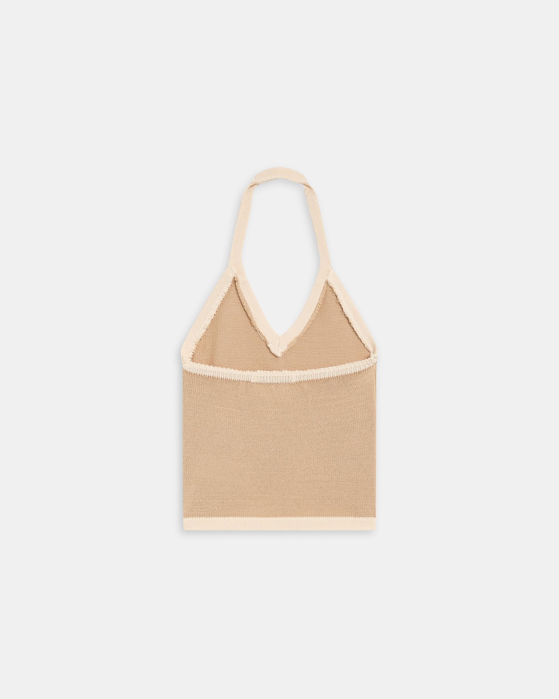 Top Punto Halter Contraste Beige