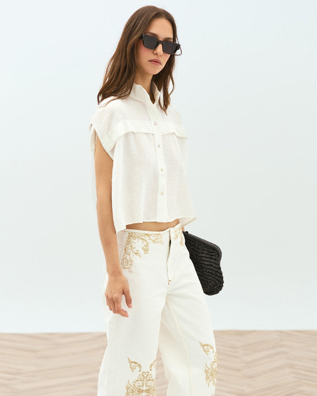 Blusa Sin Mangas Hombreras Blanca