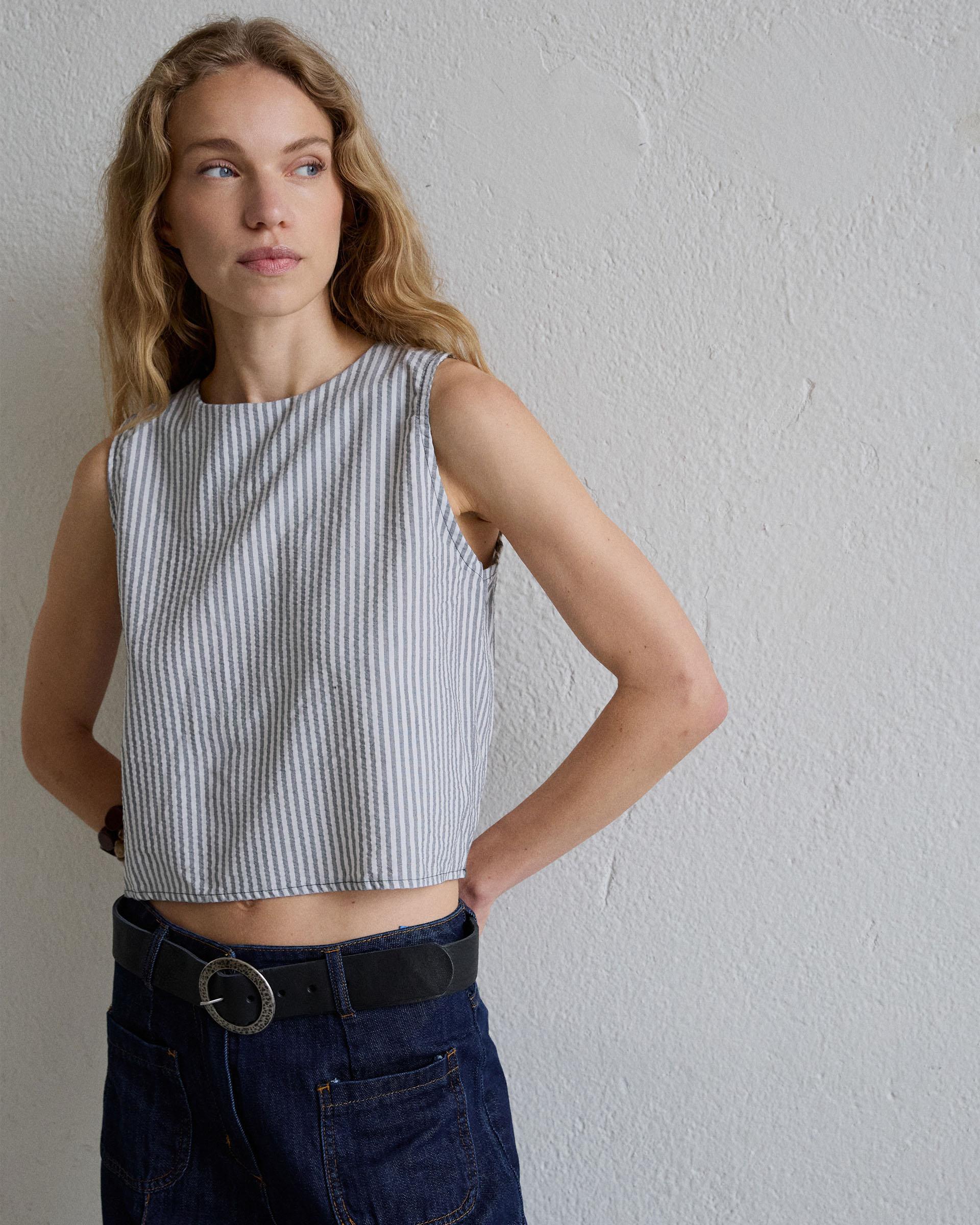 Top Rayas Bicolor Gris