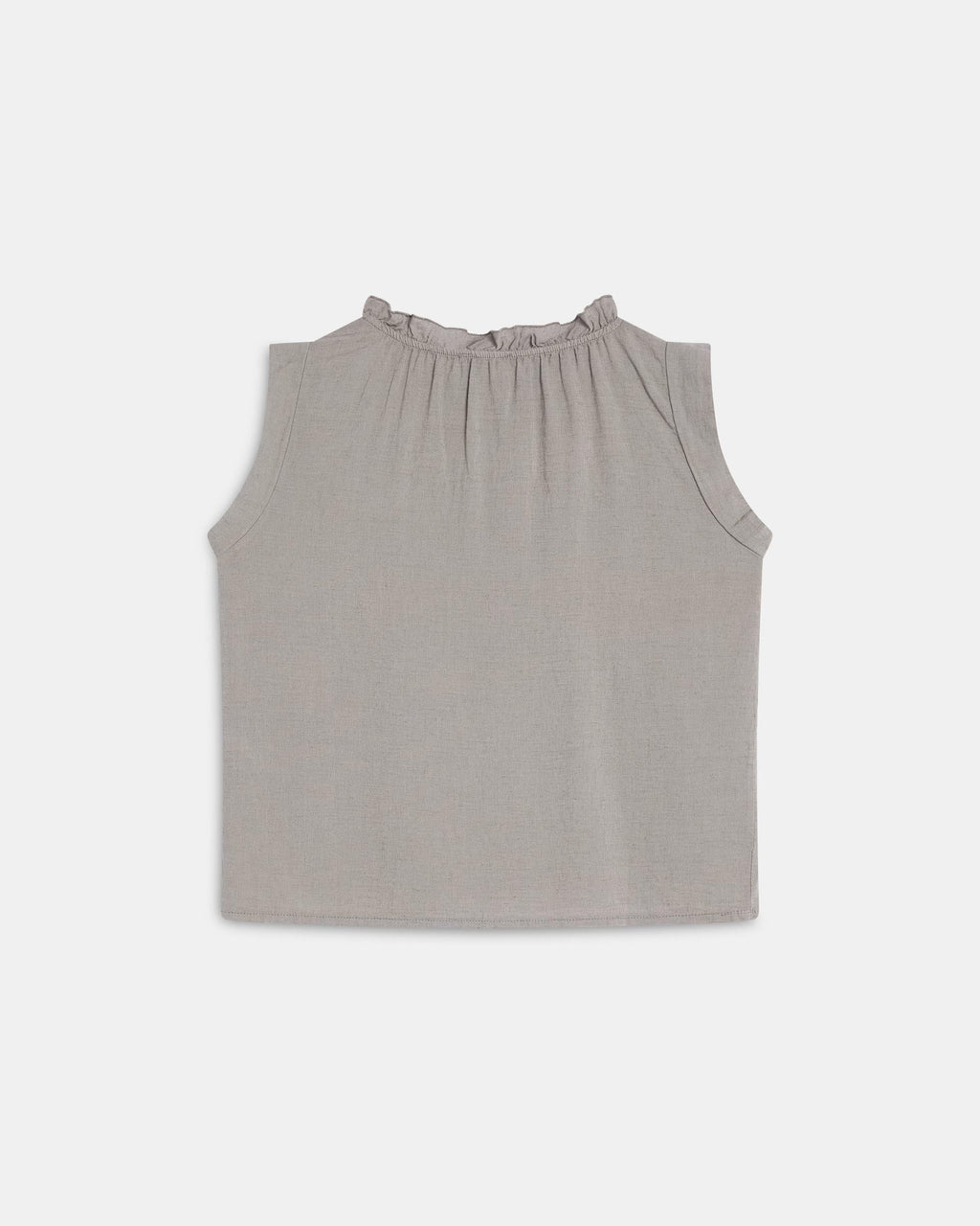 Top Lino Volante Cuello Taupe