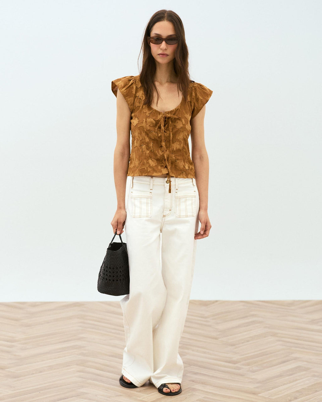 Jeans Bordado Sol Blanco