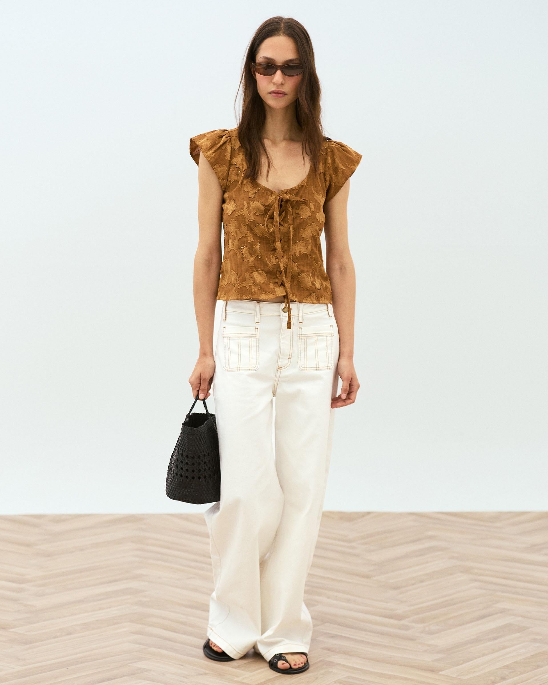 Jeans Bordado Sol Blanco