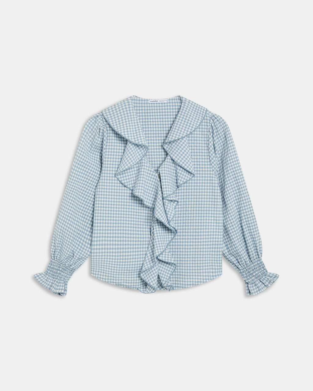 Blusa Volantes Delanteros Vichy Azul