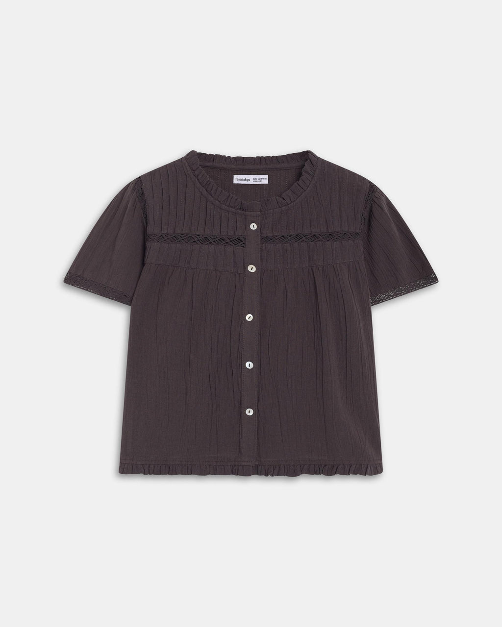 Blusa Manga Corta Puntillas Antracita