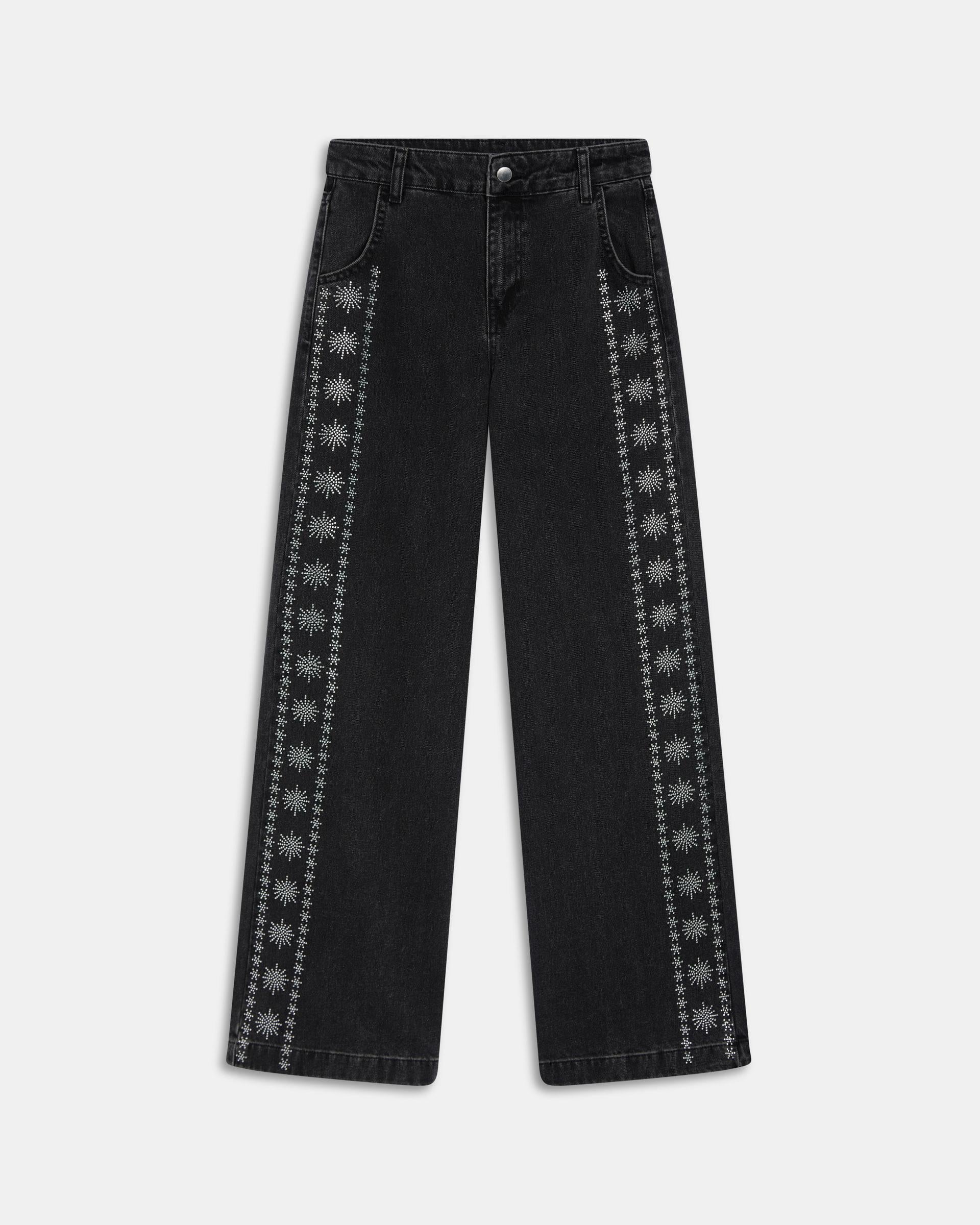 Jeans Brillos Laterales Antracita