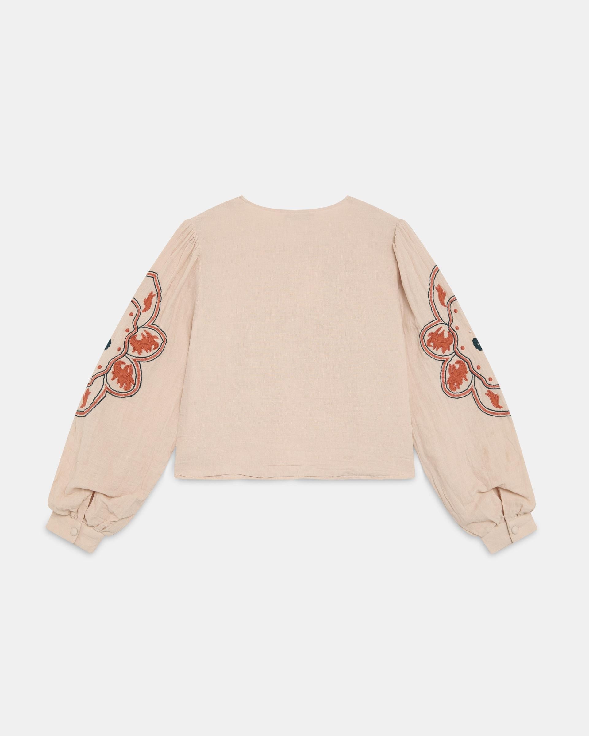 Sobrecamisa Bordados Étnicos Rosa Palo
