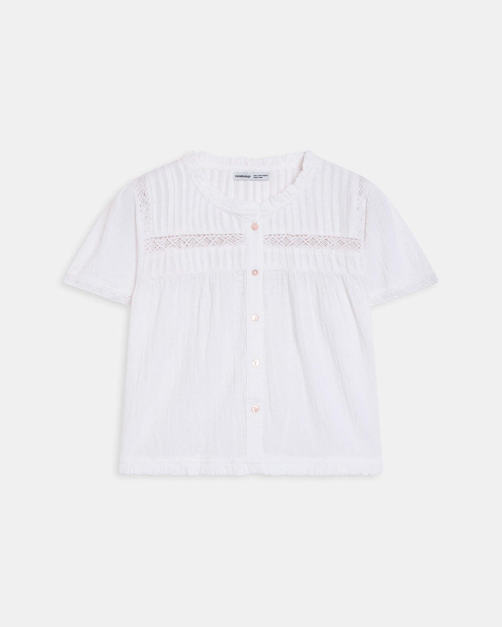 Blusa Manga Corta Puntillas Blanca