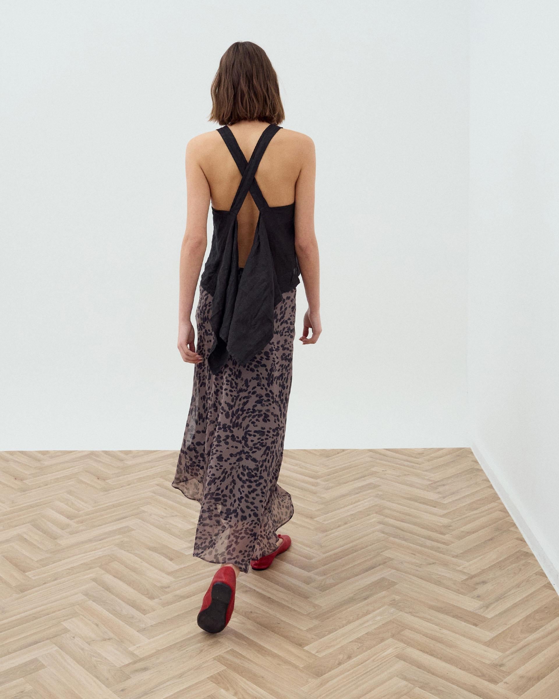 Falda Asimetrica Animal Print Marrón