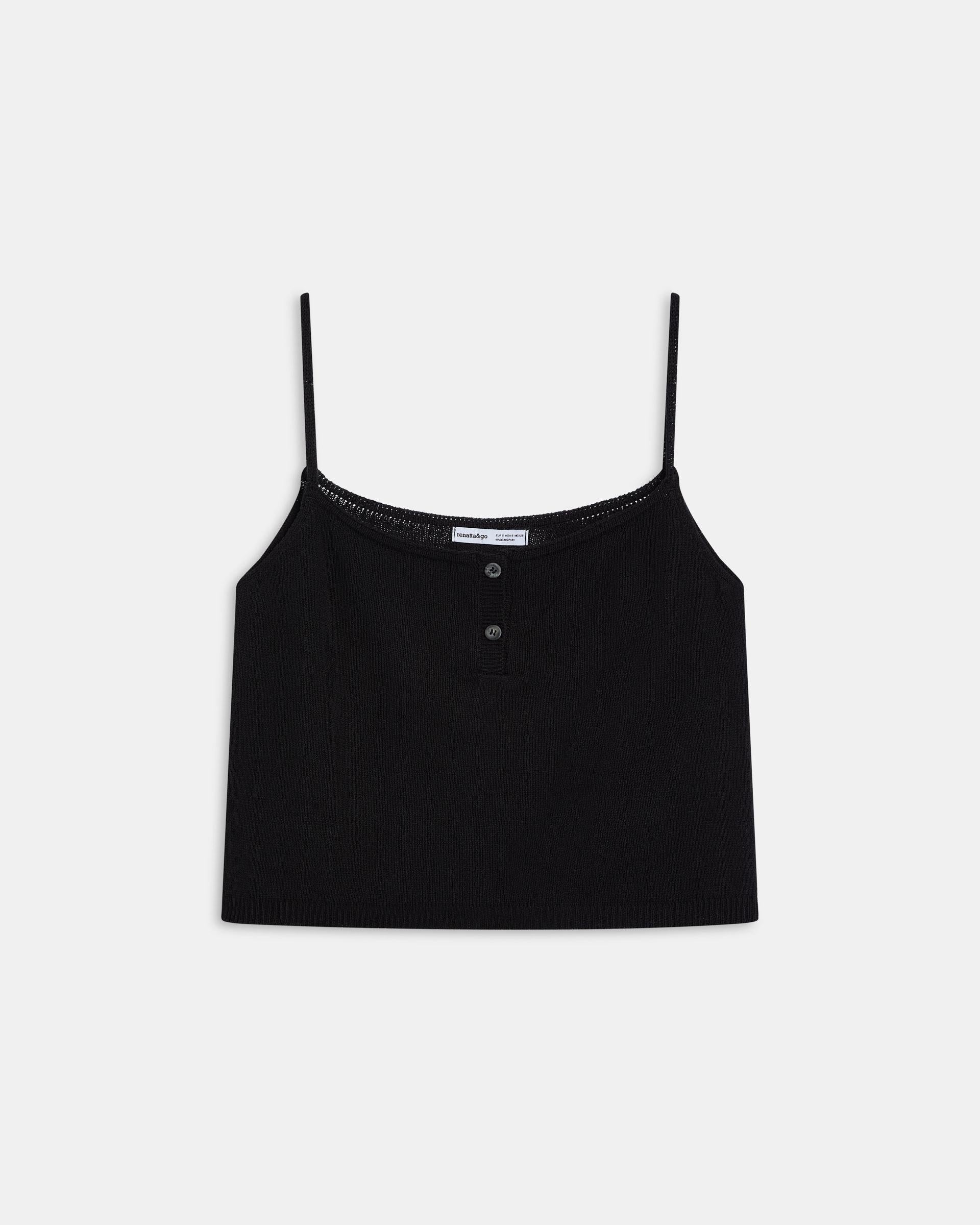 Top Punto Botones Negro