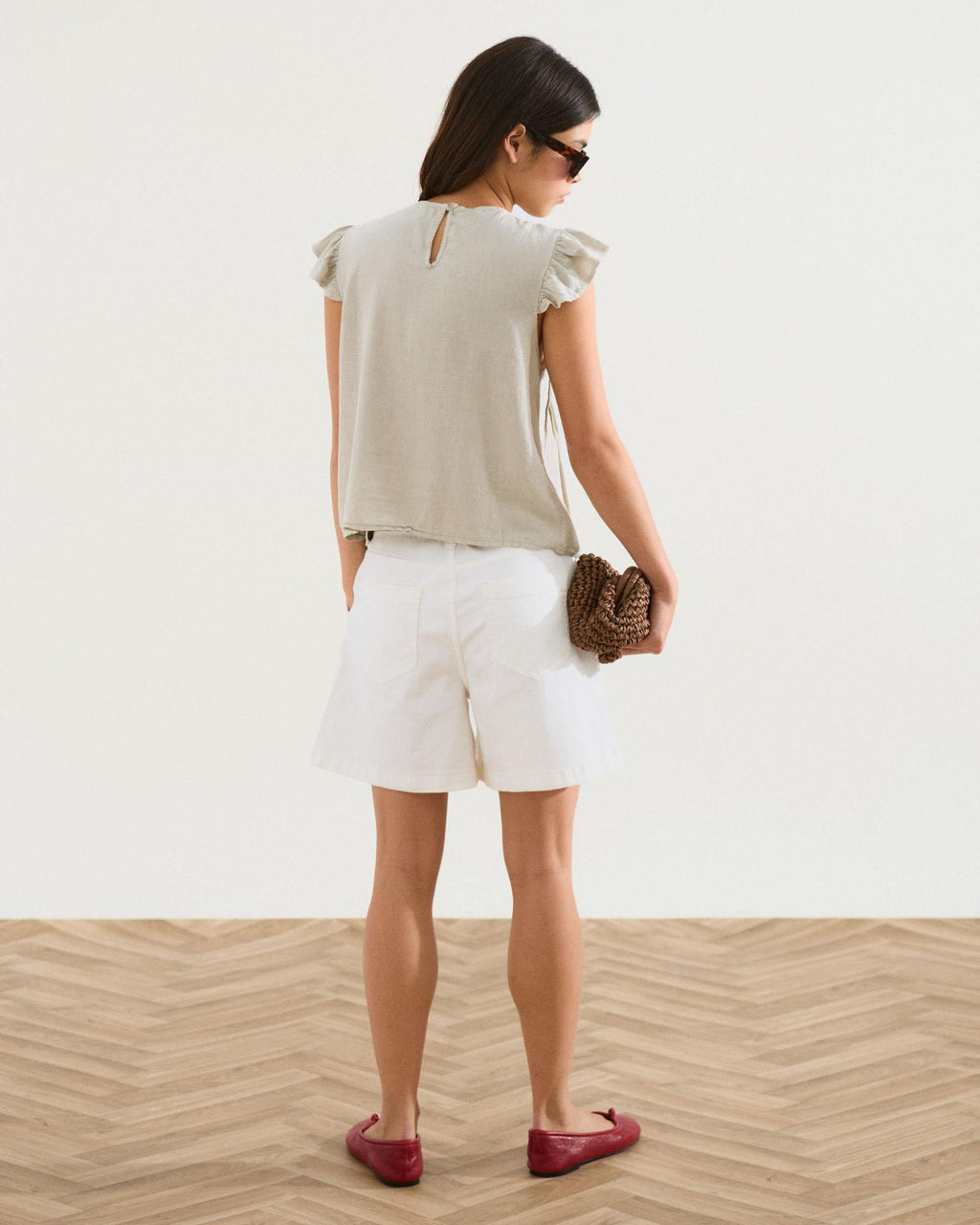 Blusa Jaretas Con Lino Beige