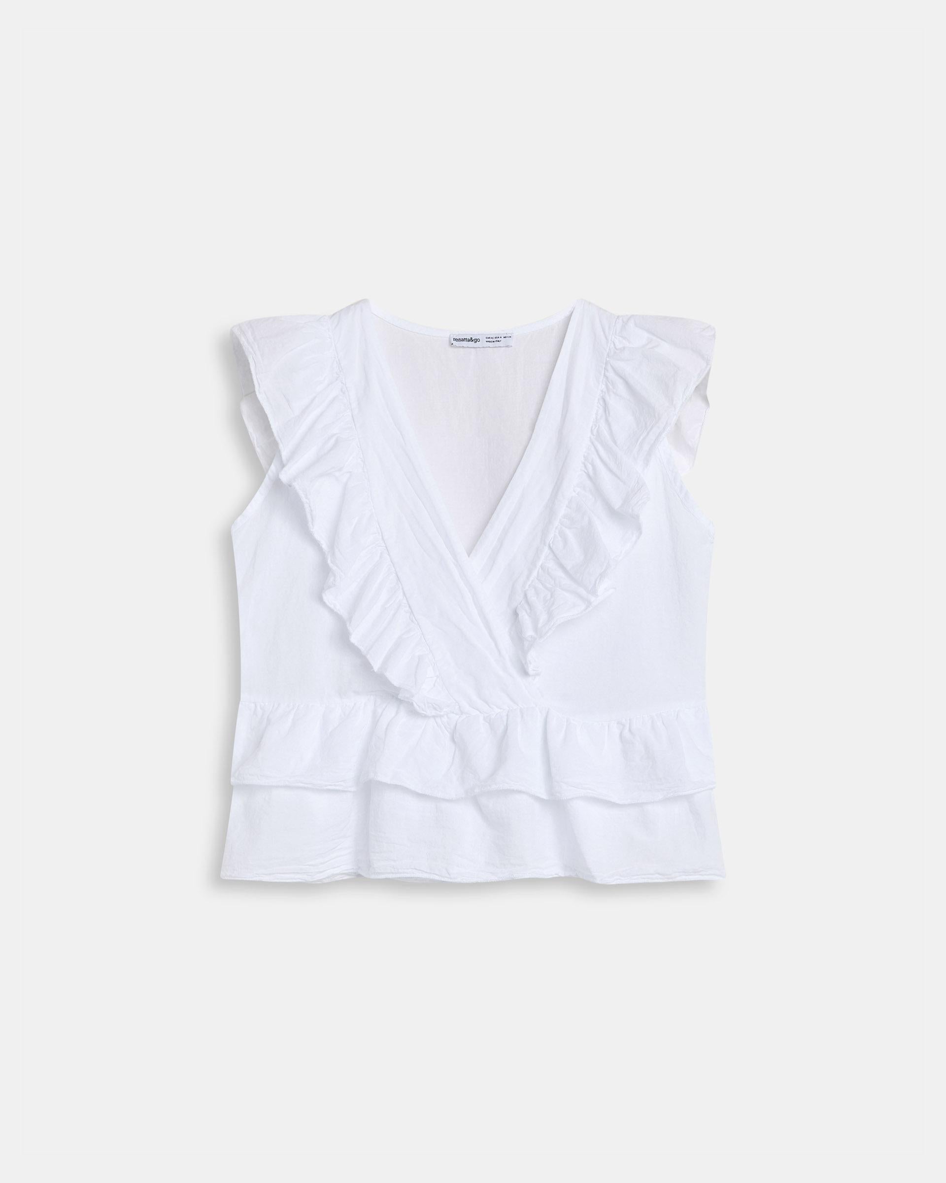 Blusa Cruzada Volantes Blanca