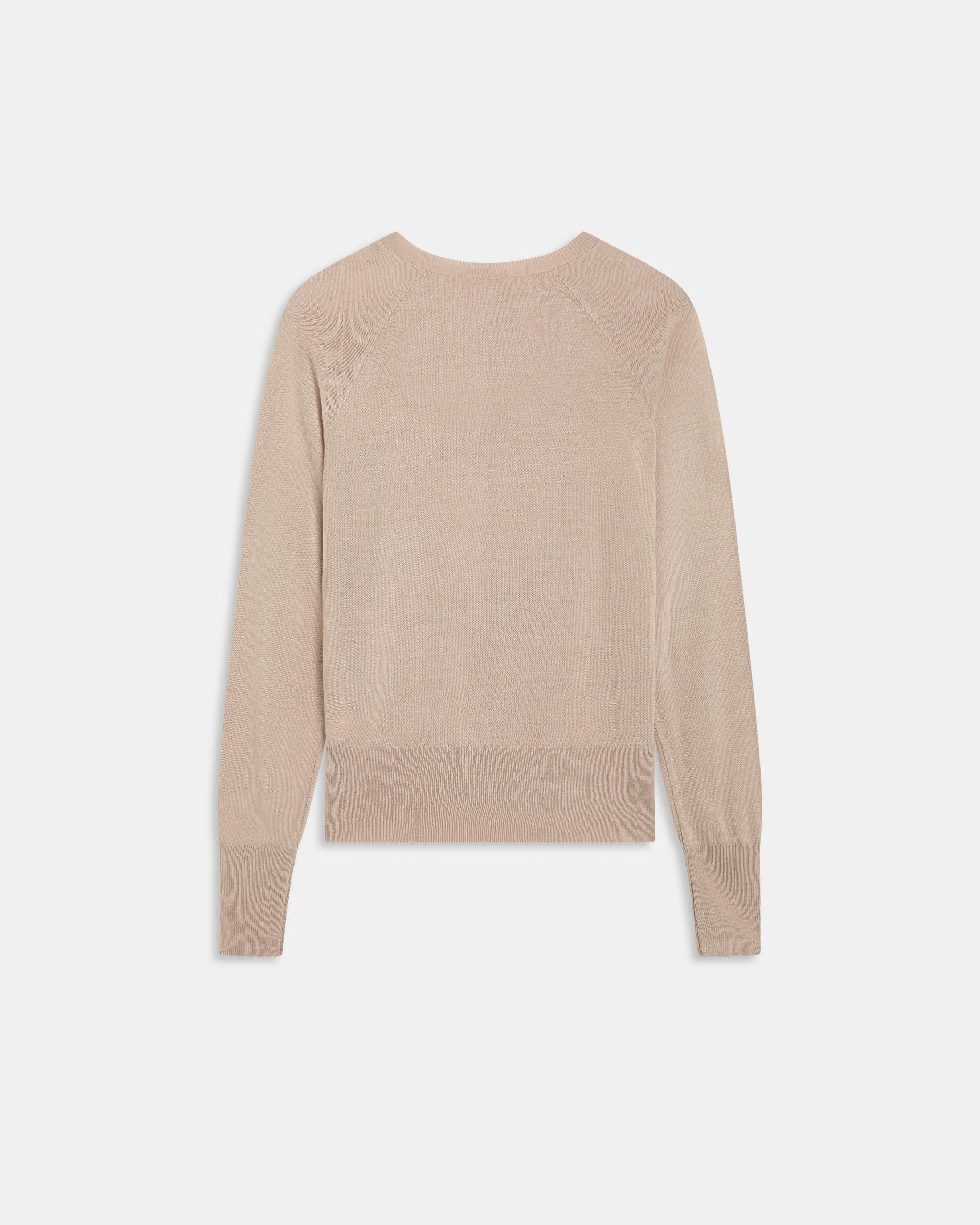 Jersey Cuello Redondo Punto Fino Beige