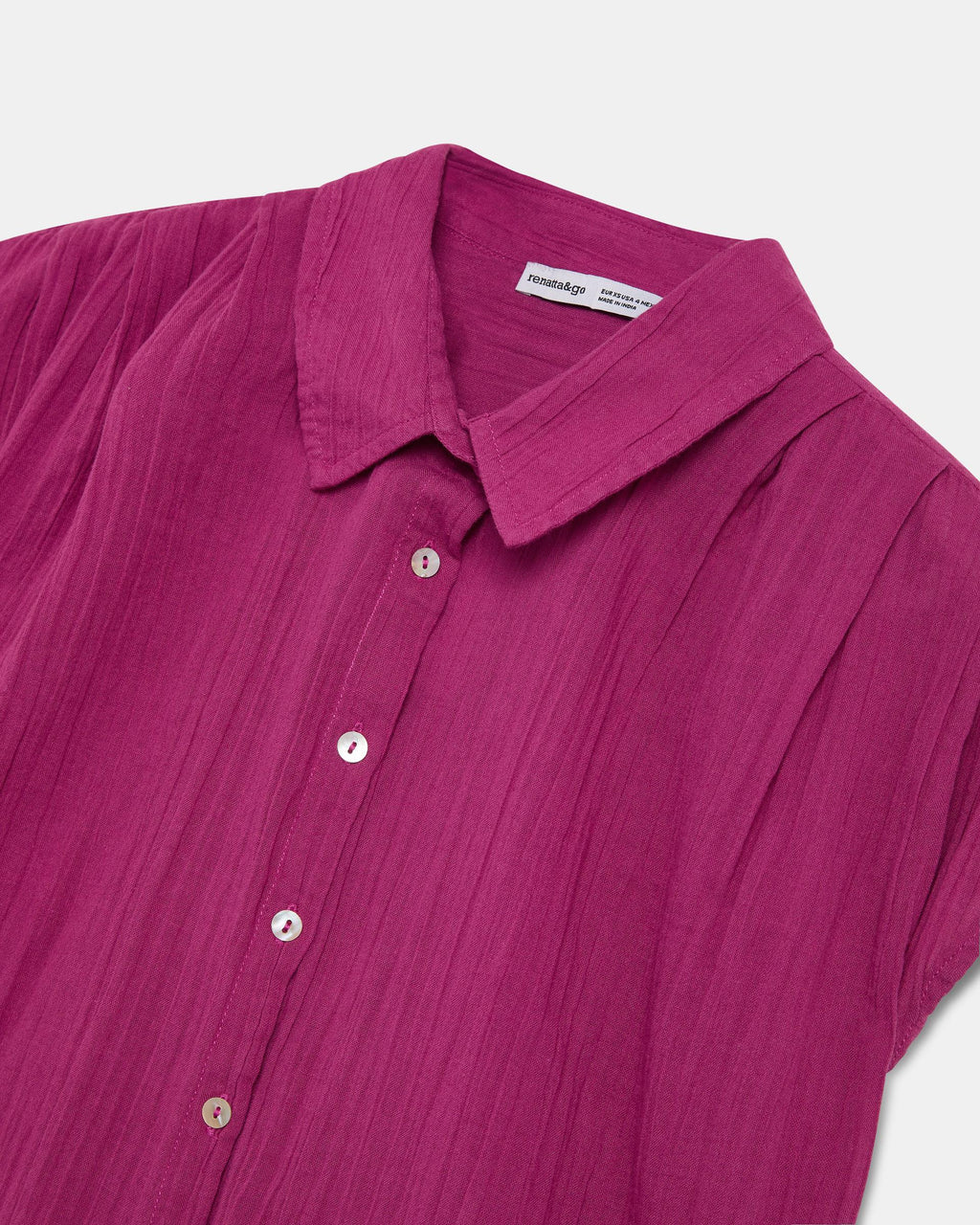 Camisa Sin Mangas Pliegues Fucsia