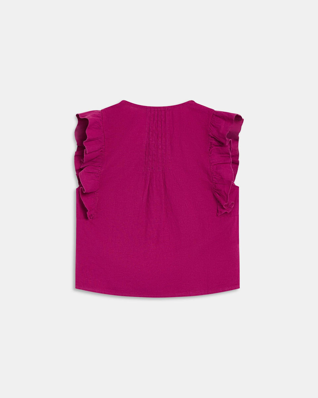 Blusa Sin Mangas Volantes Fucsia