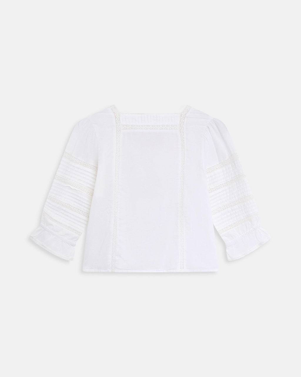 Blusa Escote Cuadrado Puntillas Blanca