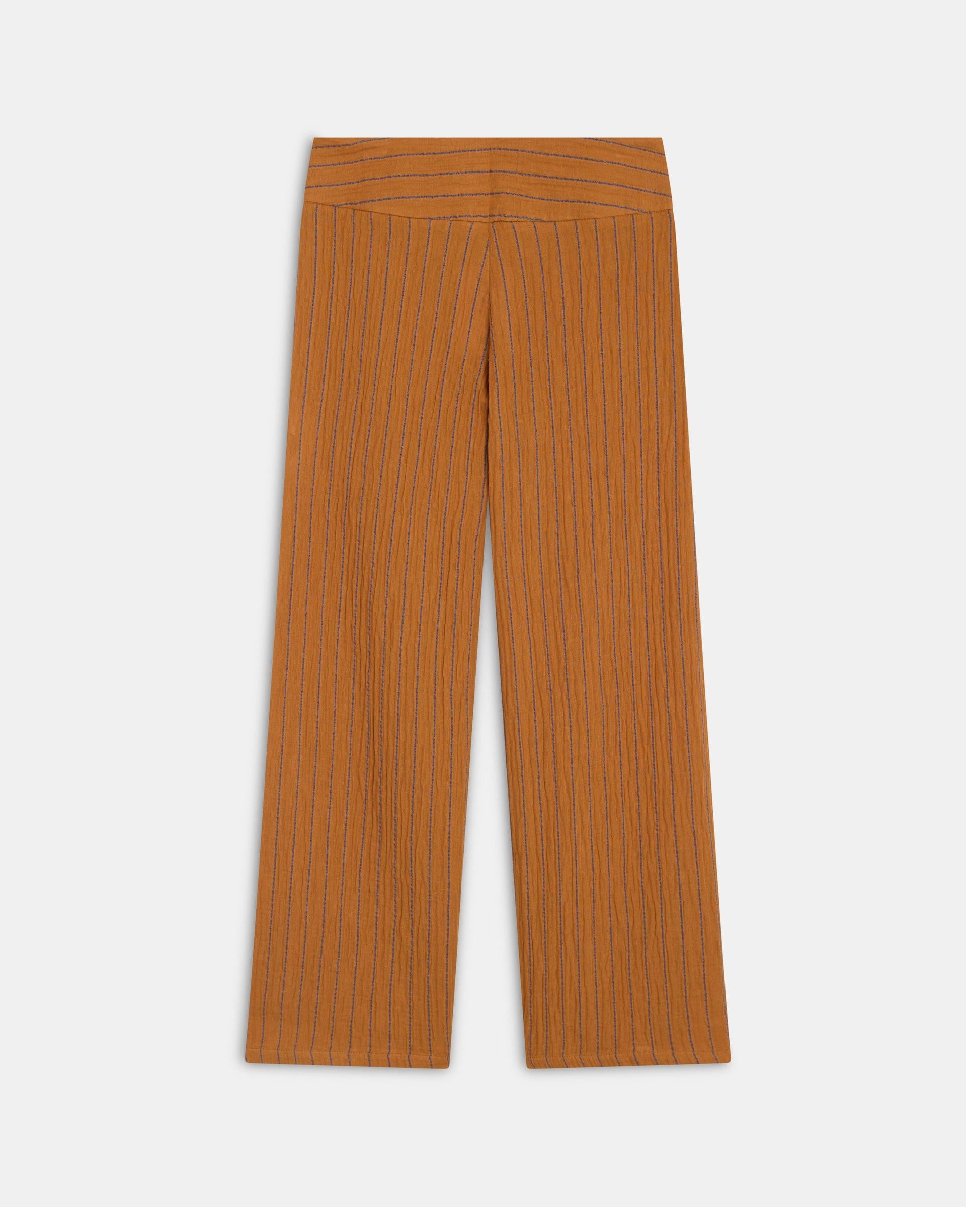 Pantalón Rayas Cinturilla Cruzada Naranja
