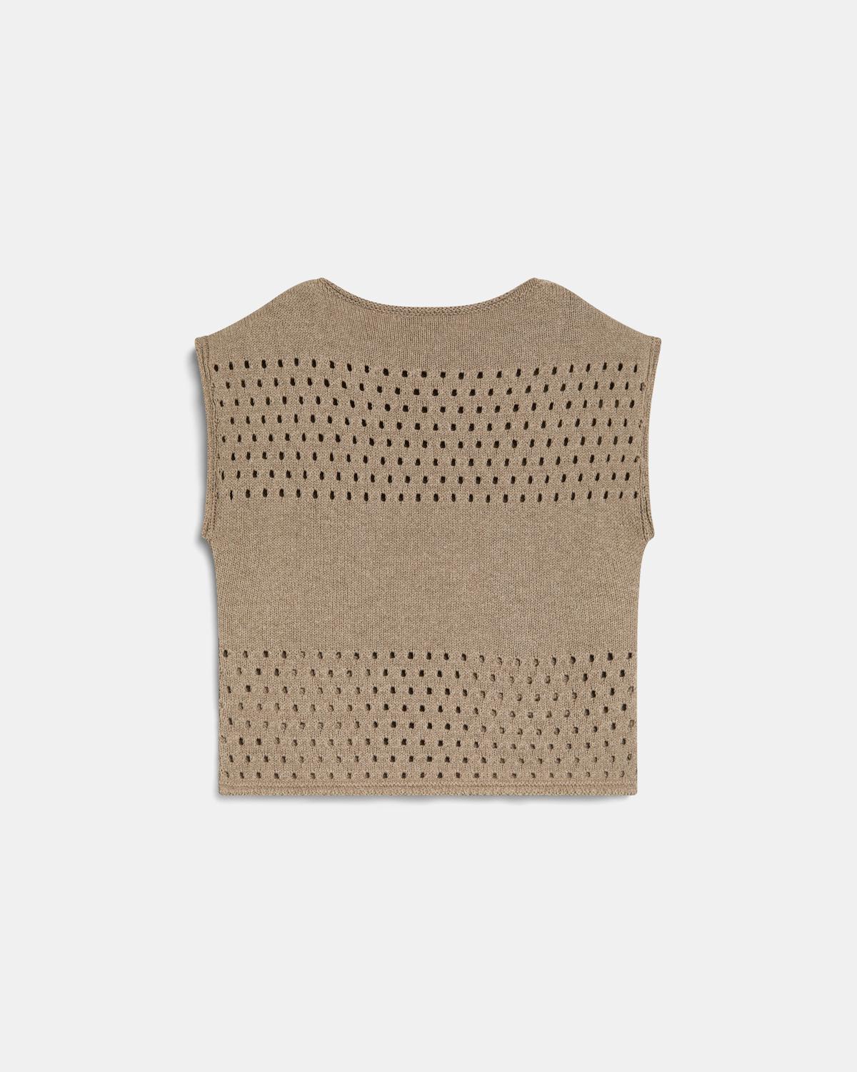 Chaleco Punto Troquelados Beige Oscuro