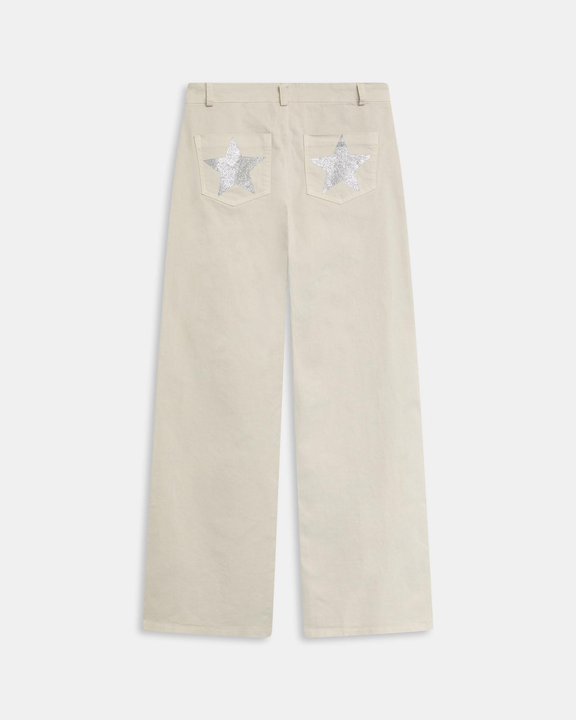 Jeans Estrellas Bolsillos Crudo