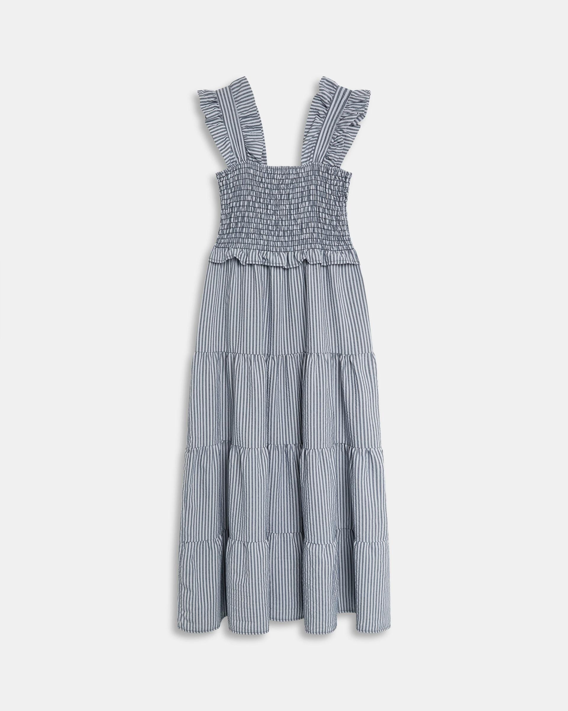 Vestido Gomas Volantes Azul