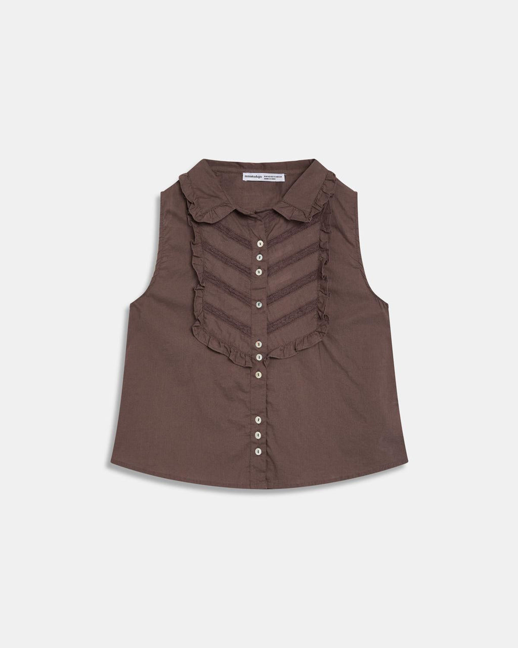 Blusa Sin Mangas Pechera Marrón