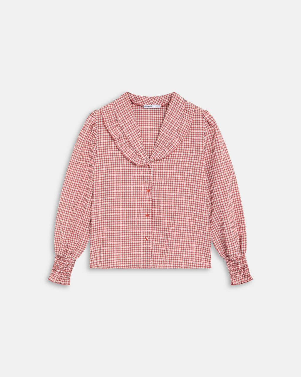 Blusa Volante Cuello Vichy Teja